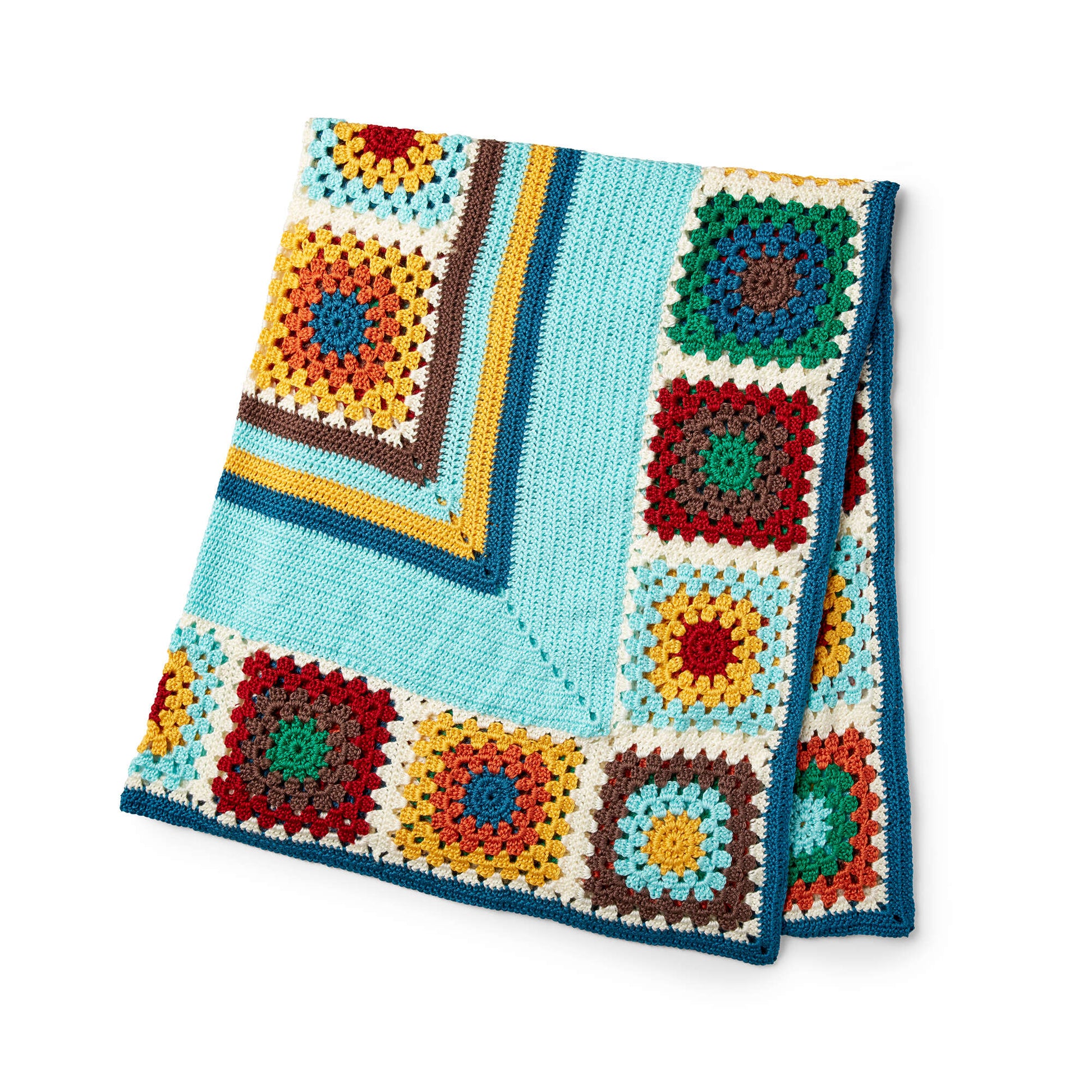 Caron Crochet Granny Stripes & Squares Blanket Single Size