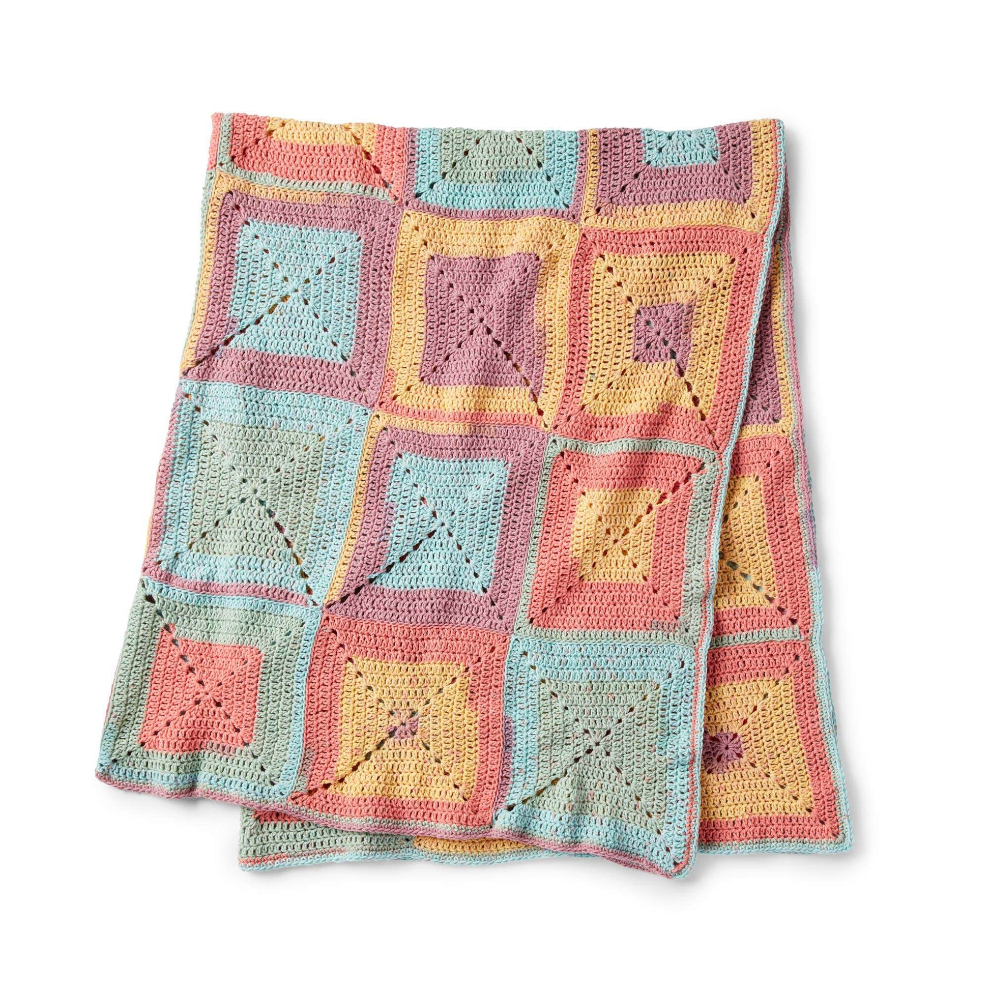 Free Caron Colorful Crochet Granny Squares Blanket Pattern