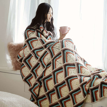 Caron Crochet Stripy Texture Motif Blanket Single Size