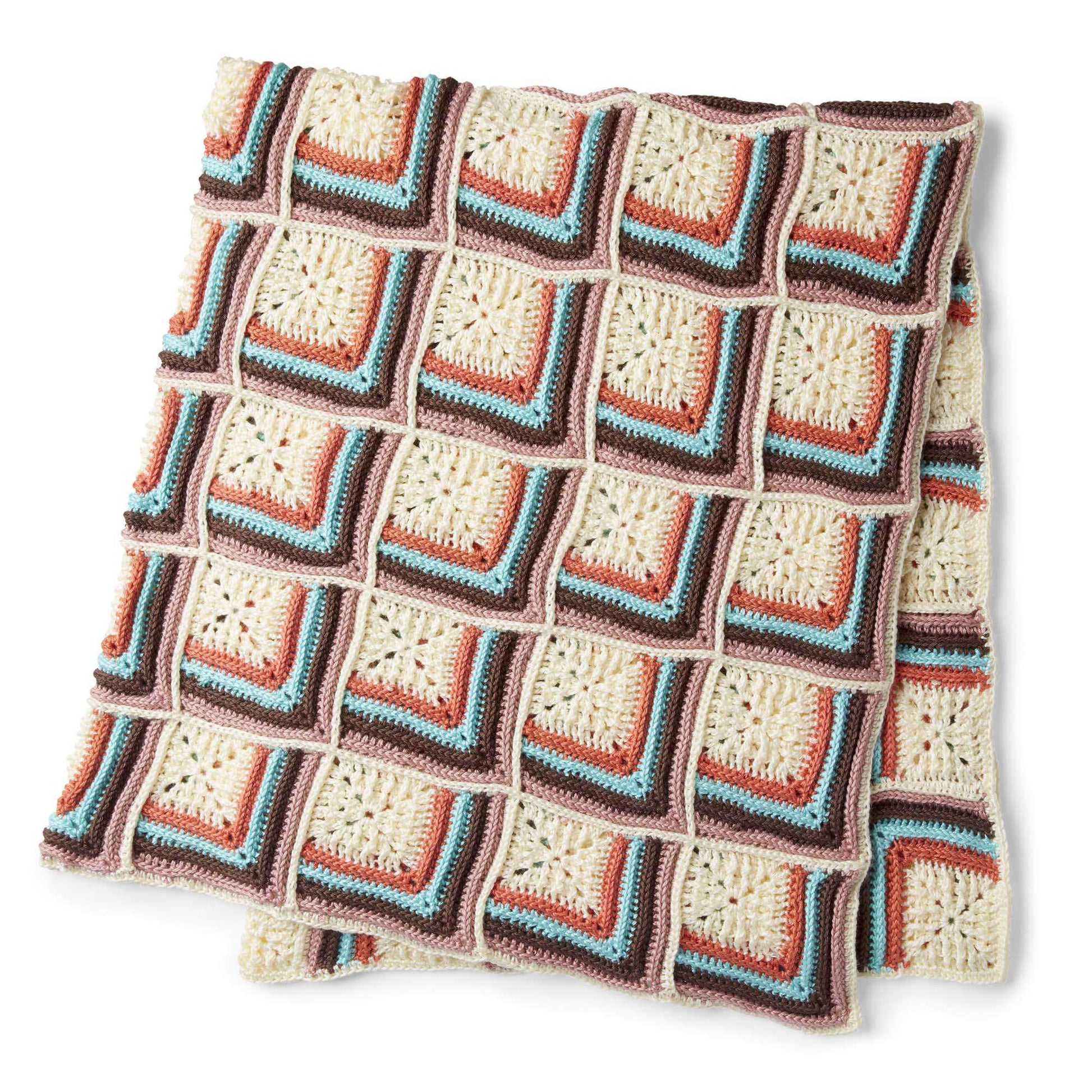 Free Caron Crochet Stripy Texture Motif Blanket Pattern