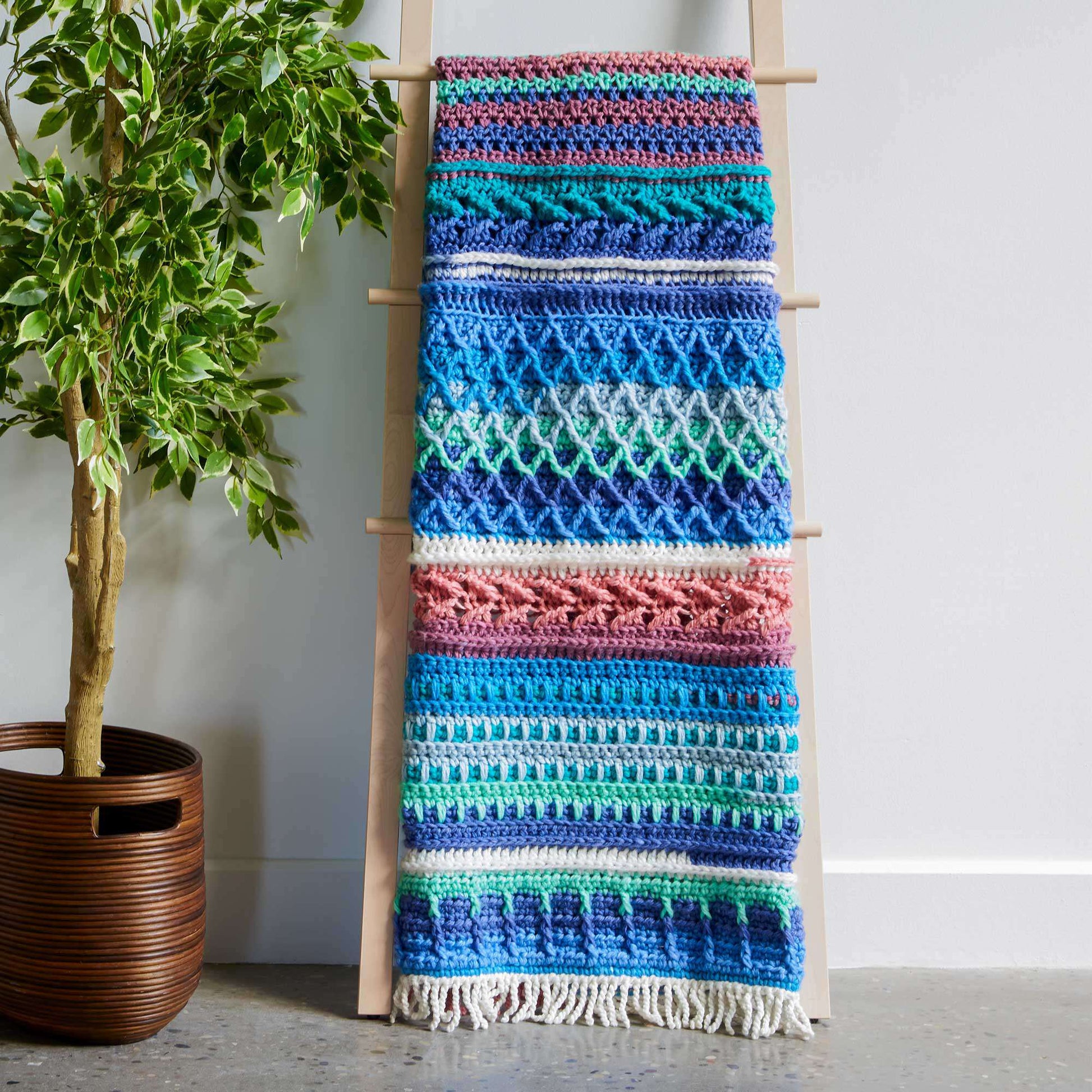 Free Caron Sampler Blues Crochet Afghan Pattern