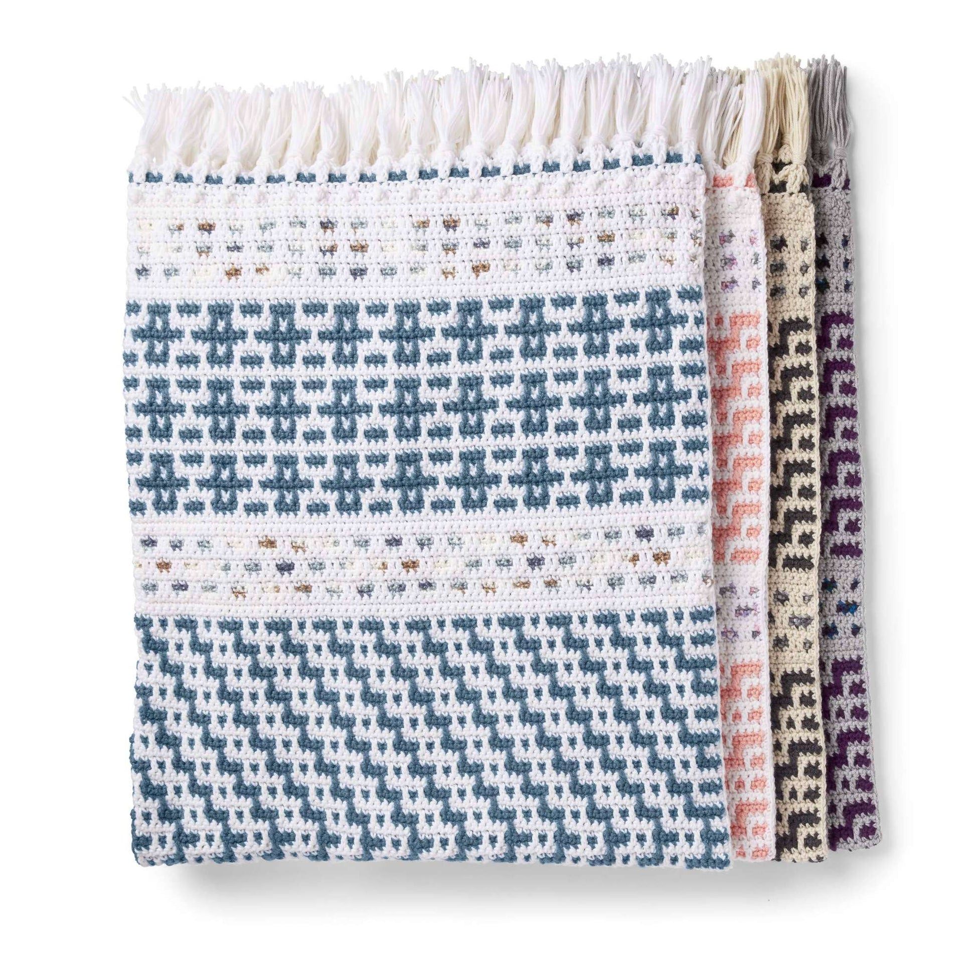 Free Caron Woven Mosaic Crochet Blanket Pattern