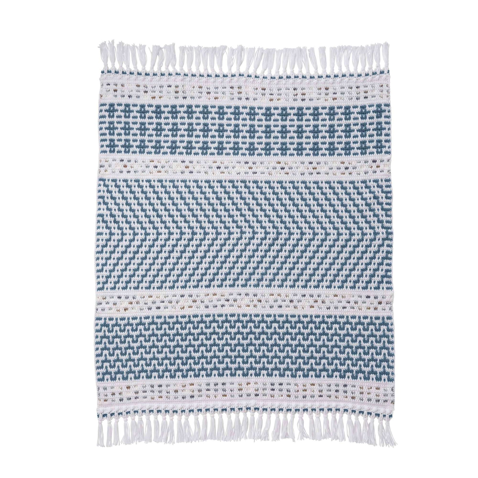 Free Caron Woven Mosaic Crochet Blanket Pattern