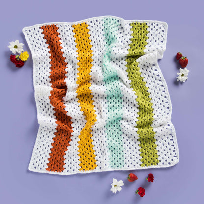 Caron Cheery Crochet Granny Stripes Baby Blanket Crochet Blanket made in Caron Simply Soft yarn