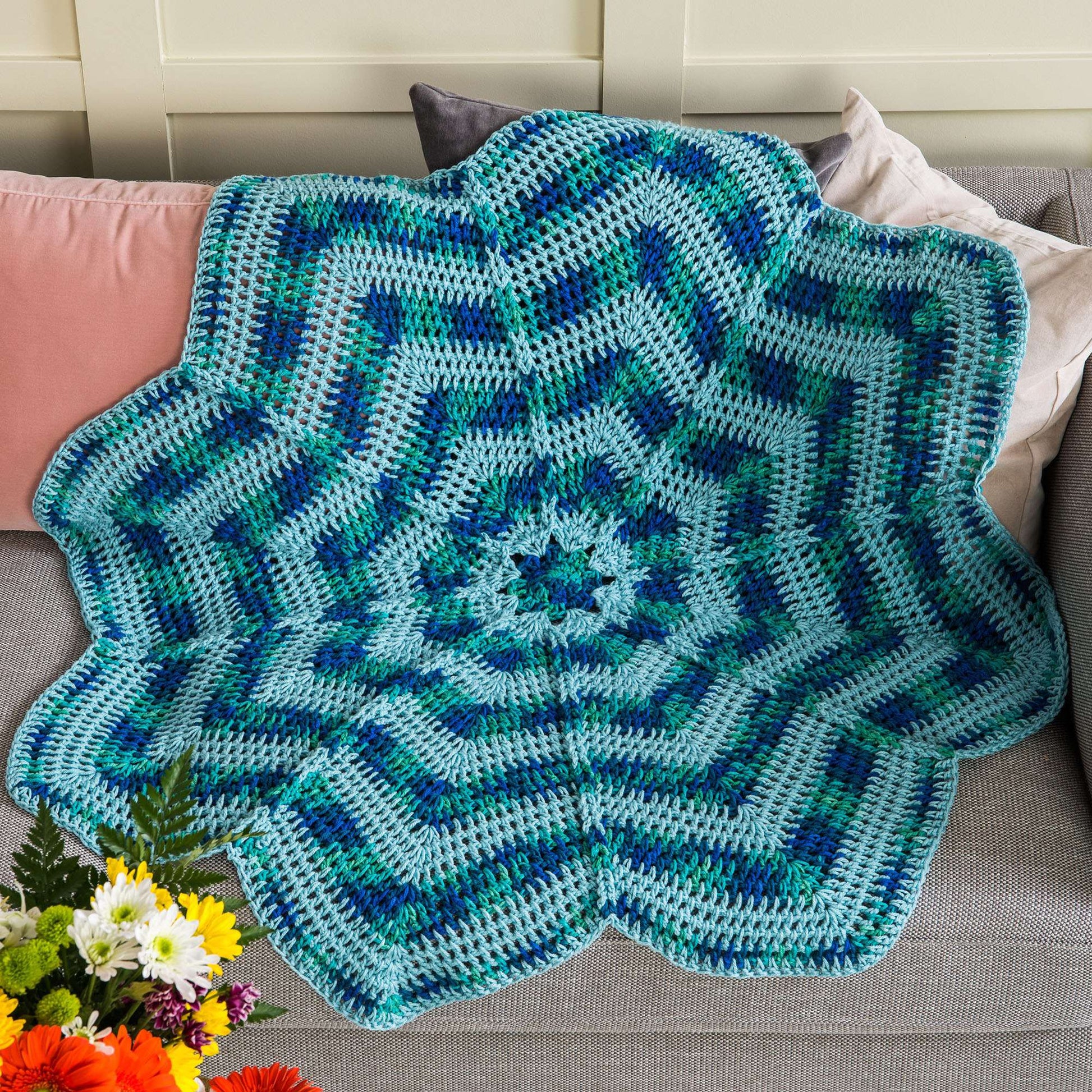 Free Caron Crochet Big Bloom Theory Blanket Pattern