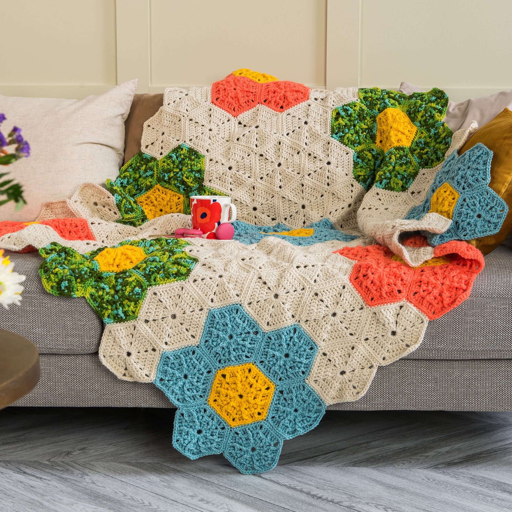 Yarn and Colors Flower Hexagon Blanket Crochet Kit 