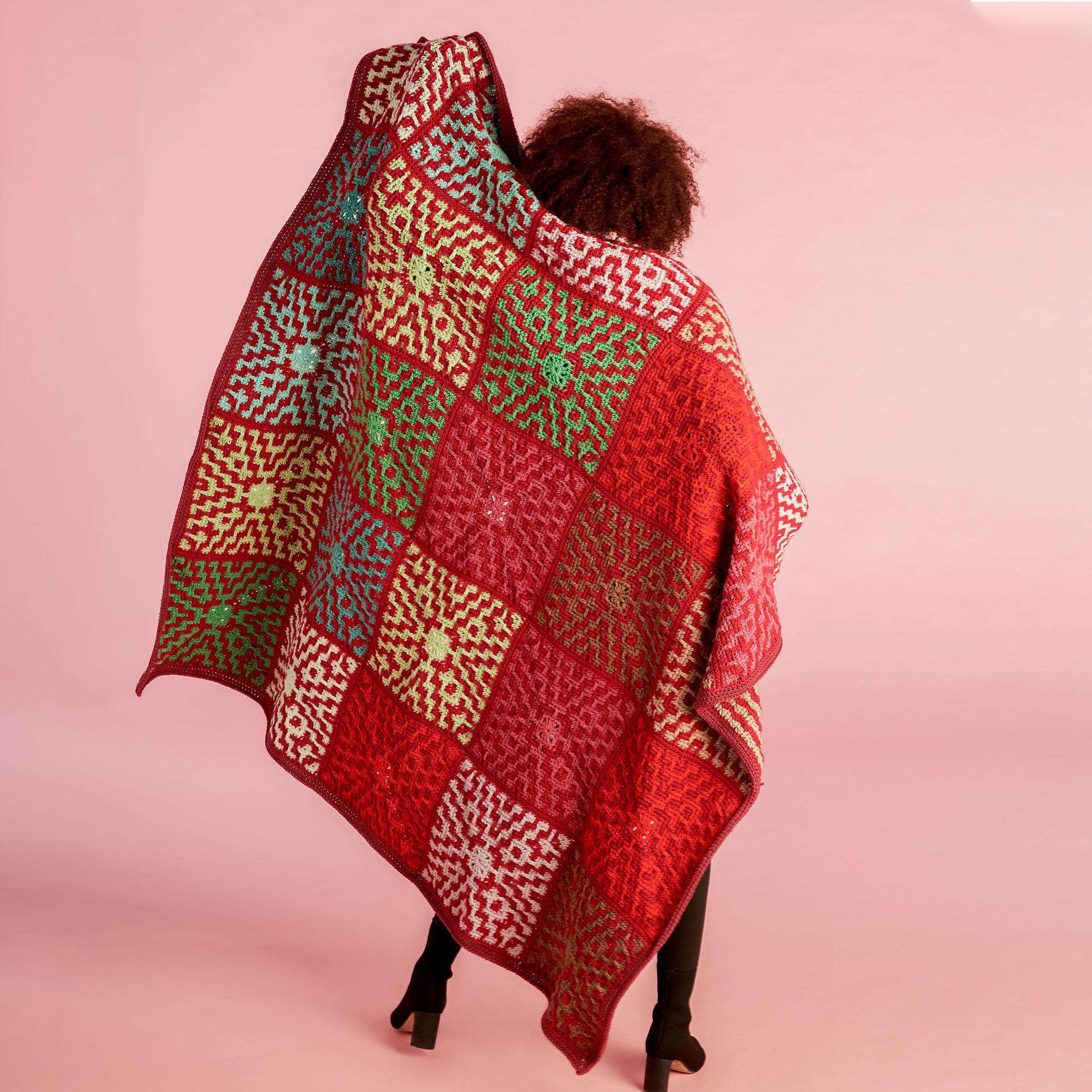 Free Caron Mosaic Motifs Crochet Blanket Pattern