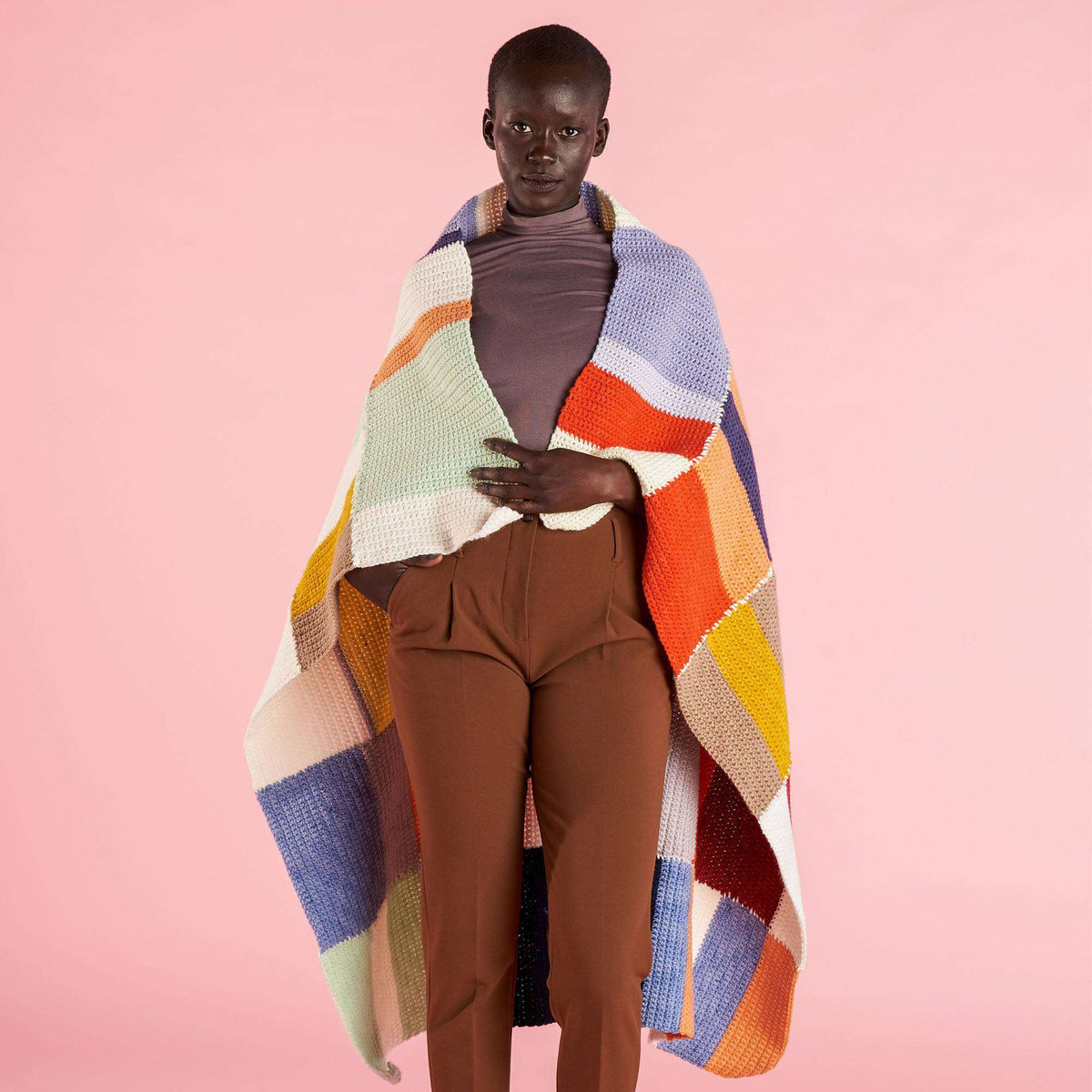 Crochet Blanket made in Caron Big Donut O'Go yarn