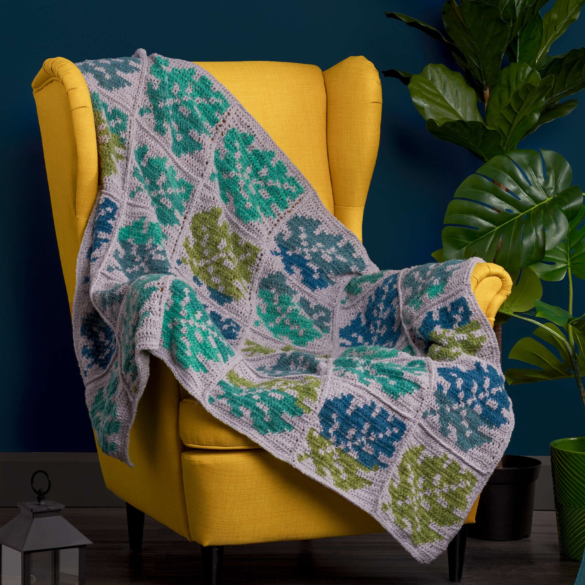 Free Caron Leafy Greens Crochet Blanket Pattern
