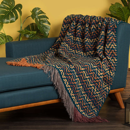 Caron Ziggurat Chevron Mosaic Crochet Blanket Single Size