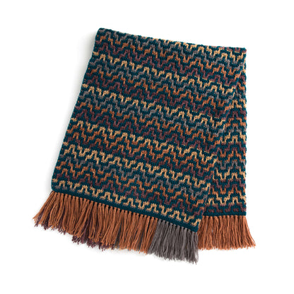 Caron Ziggurat Chevron Mosaic Crochet Blanket Single Size