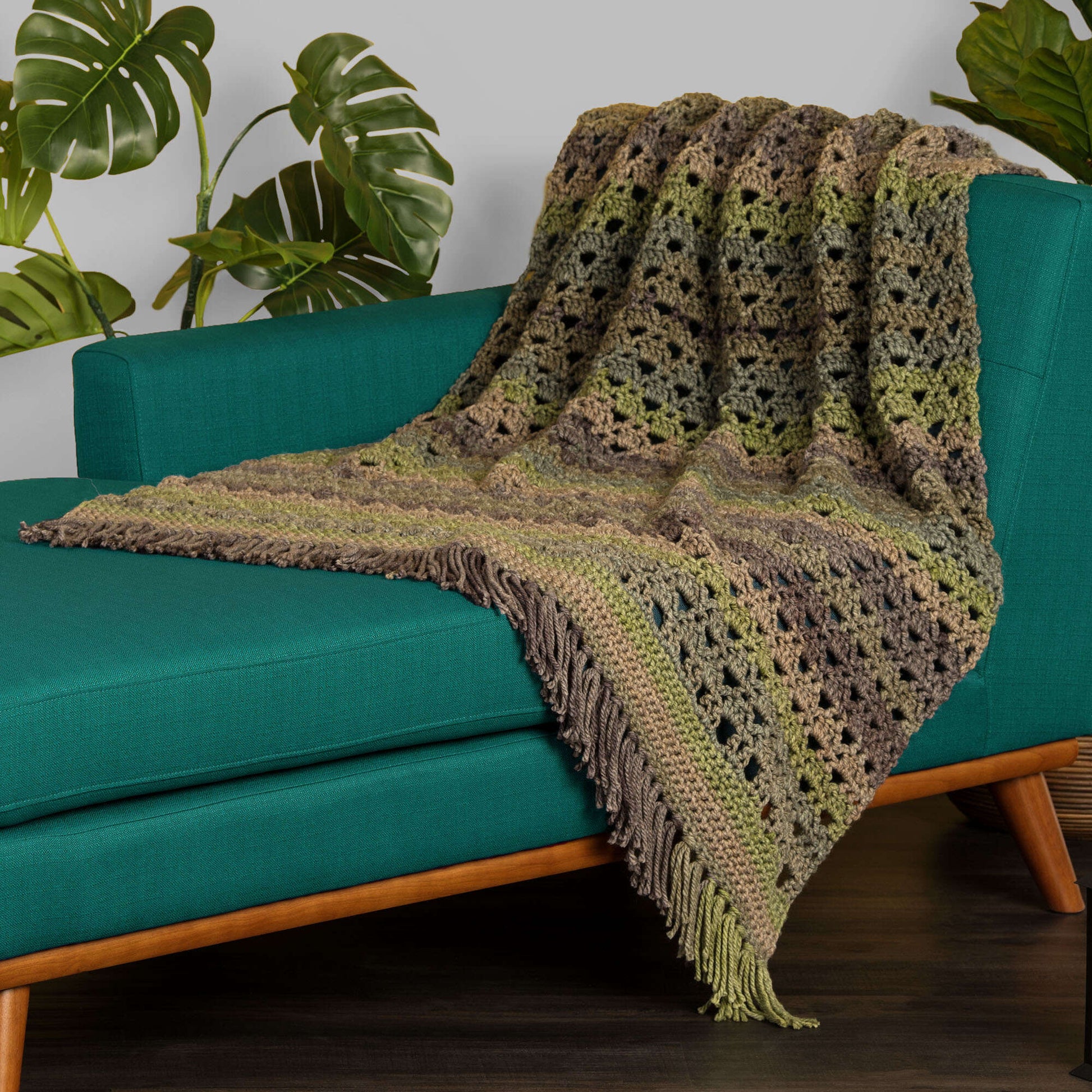 Free Caron Stacking Triangles Lacy Crochet Blanket Pattern