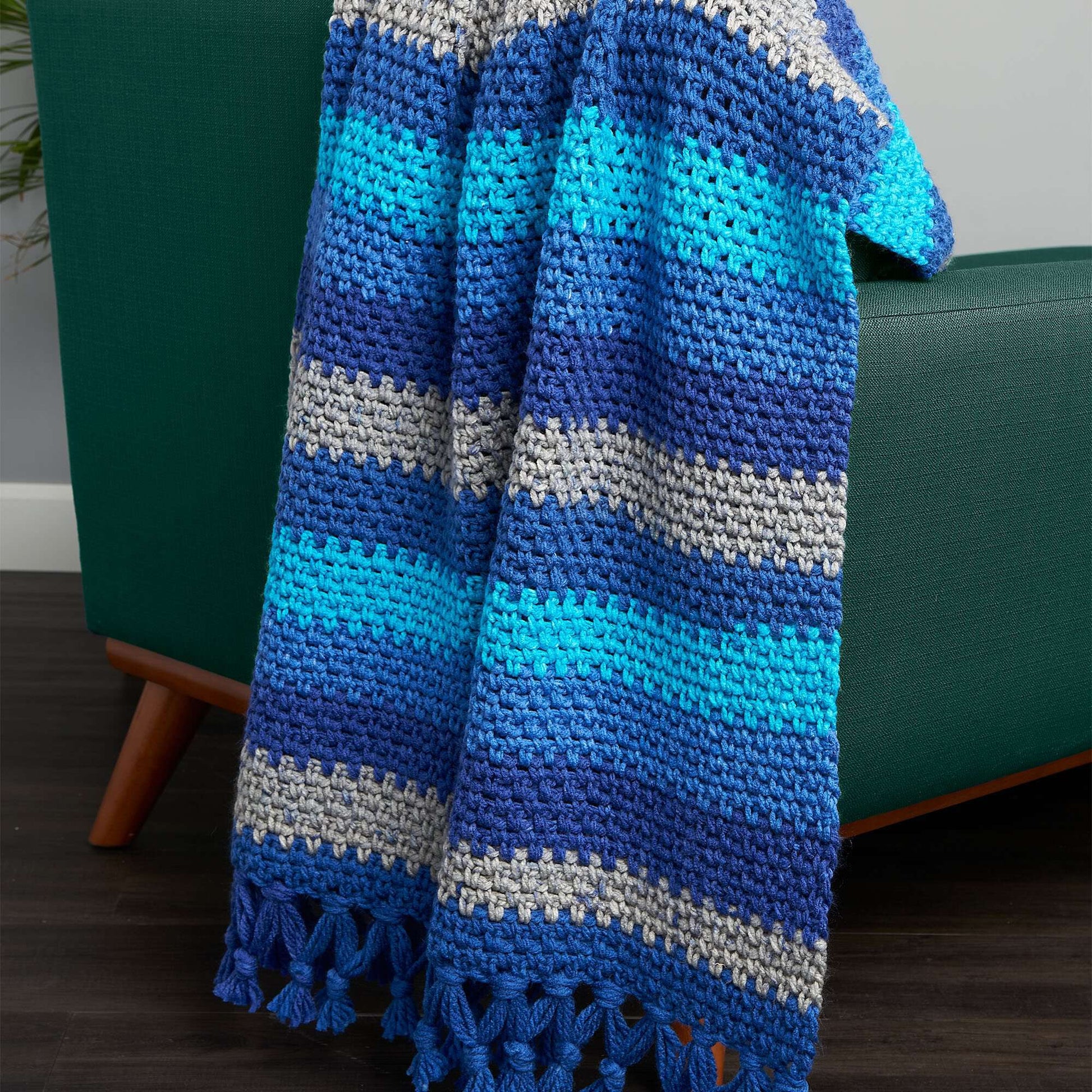 Free Caron Knotted Fringe Crochet Blanket Pattern