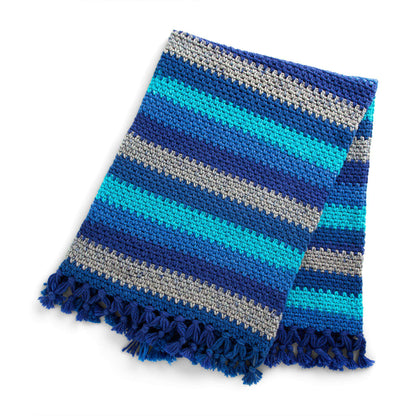 Caron Knotted Fringe Crochet Blanket Single Size