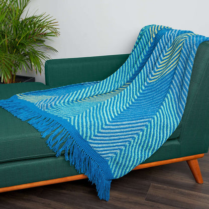 Caron Herringbone Striped Crochet Throw Single Size