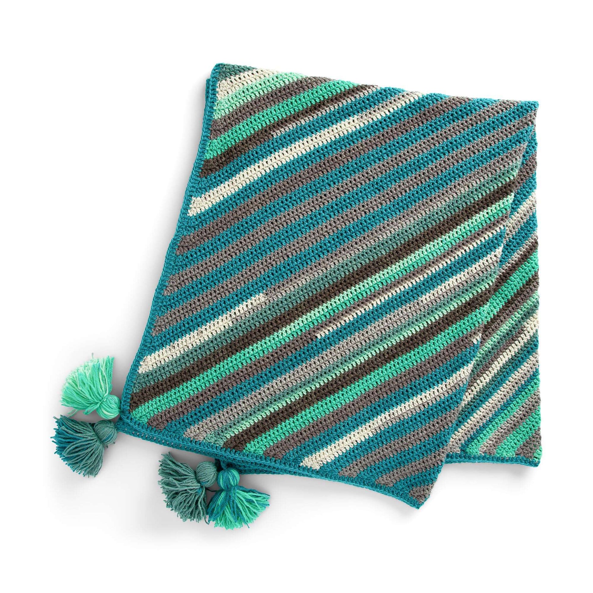 Caron Diagonal Stripes Crochet Blanket Single Size