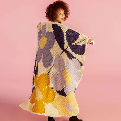 Caron Corner To Corner Popping Florals Crochet Graphghan Crochet Blanket made in Caron Big Donut O'Go yarn