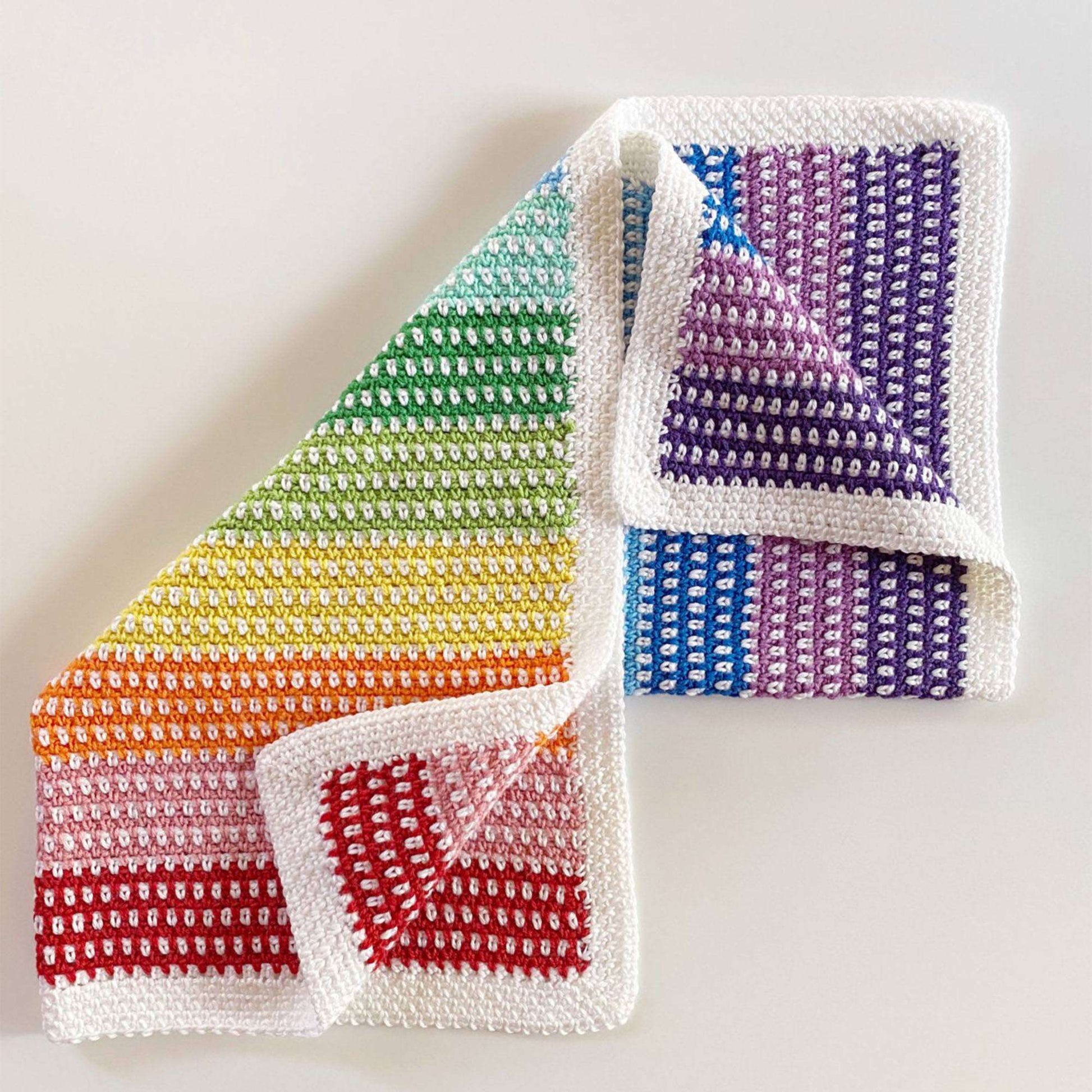 Free Caron Rainbow Moss Stitch Crochet Blanket Pattern