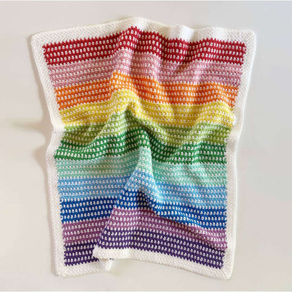 Caron Rainbow Moss Stitch Crochet Blanket Single Size
