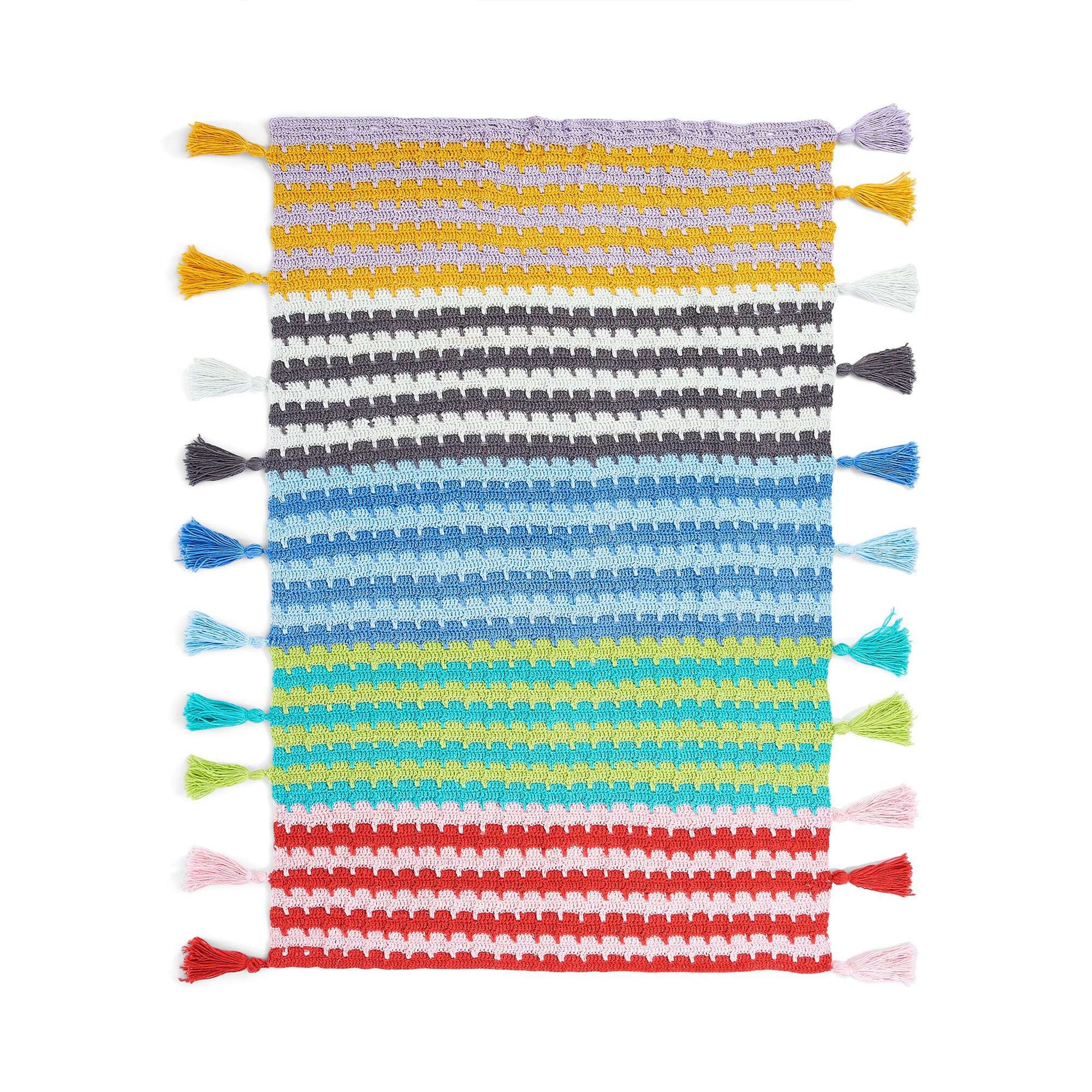 Free Caron Crochet Disrupted Stripes Blanket Pattern