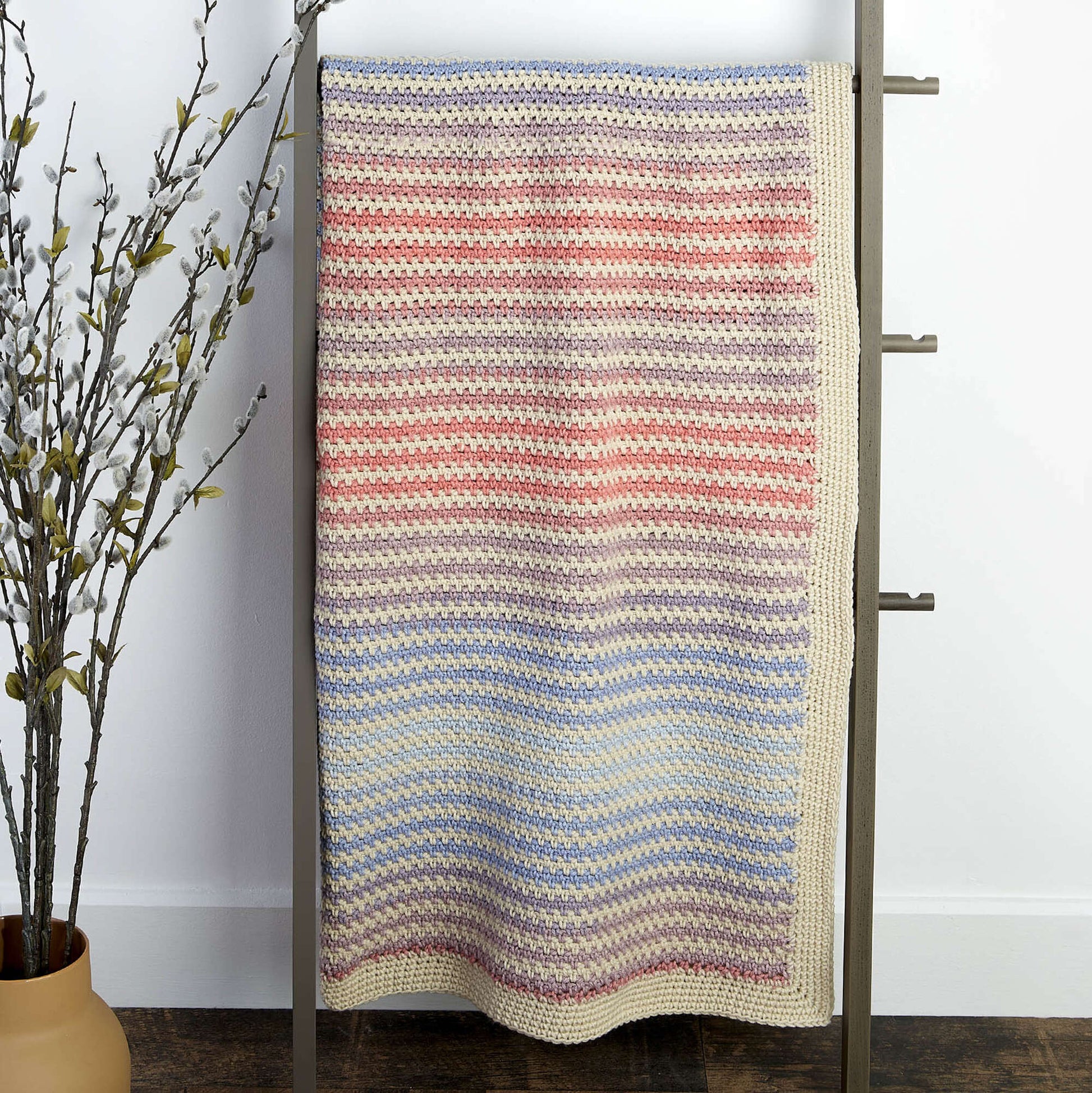 Free Caron Crochet Moss Stitch Ombré Blanket Pattern