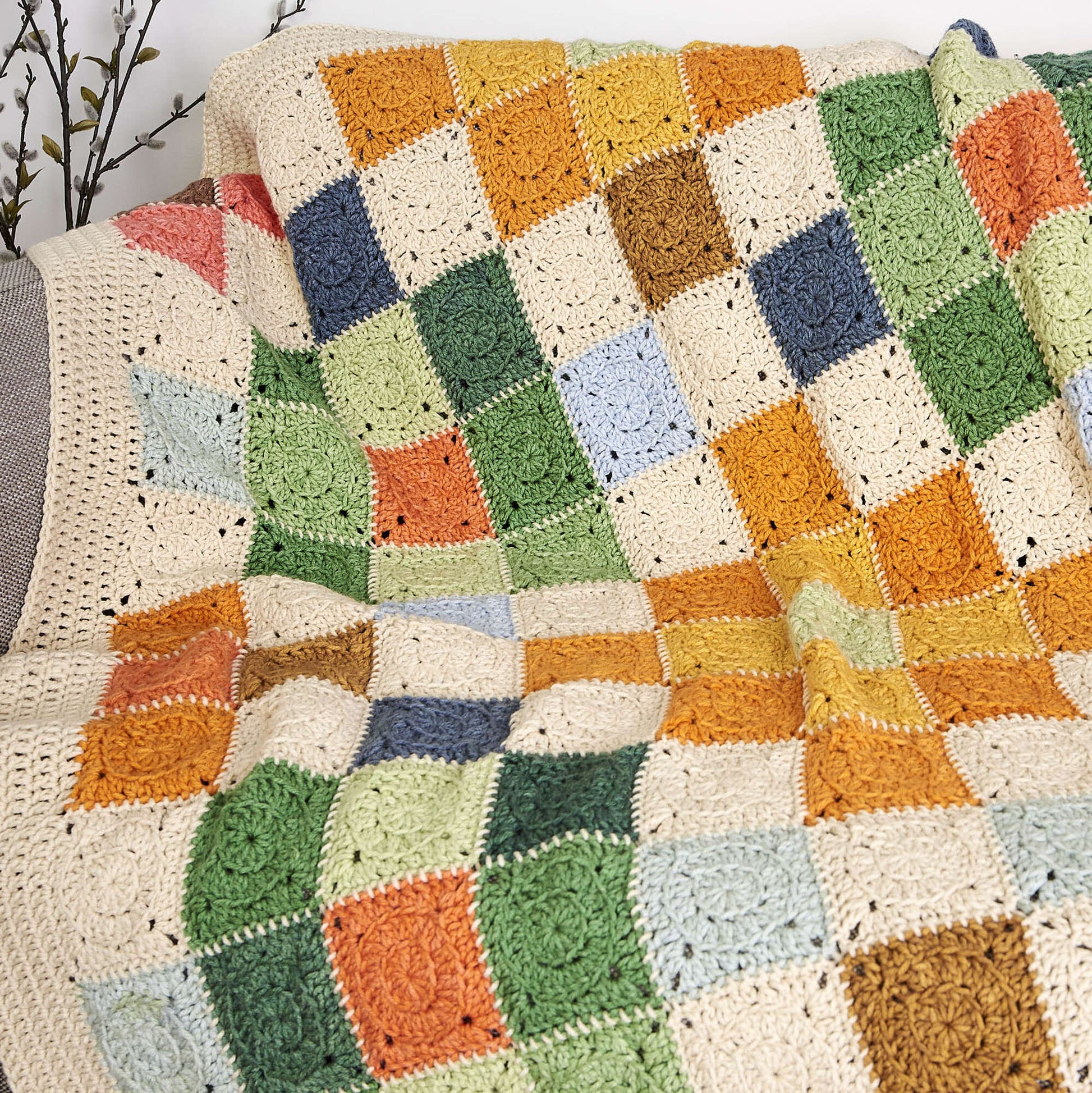 Free Caron Crochet Country Quilt Blanket Pattern