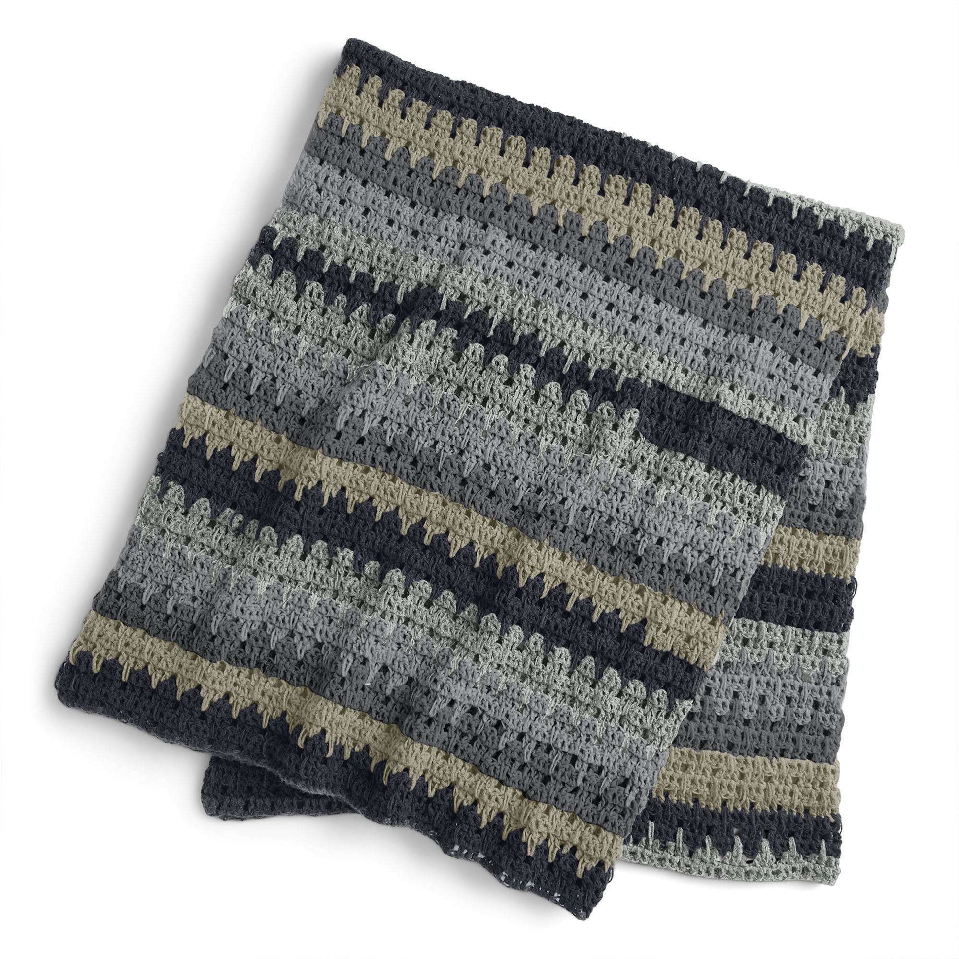 Free Caron Larks Foot Stitch Crochet Blanket Pattern