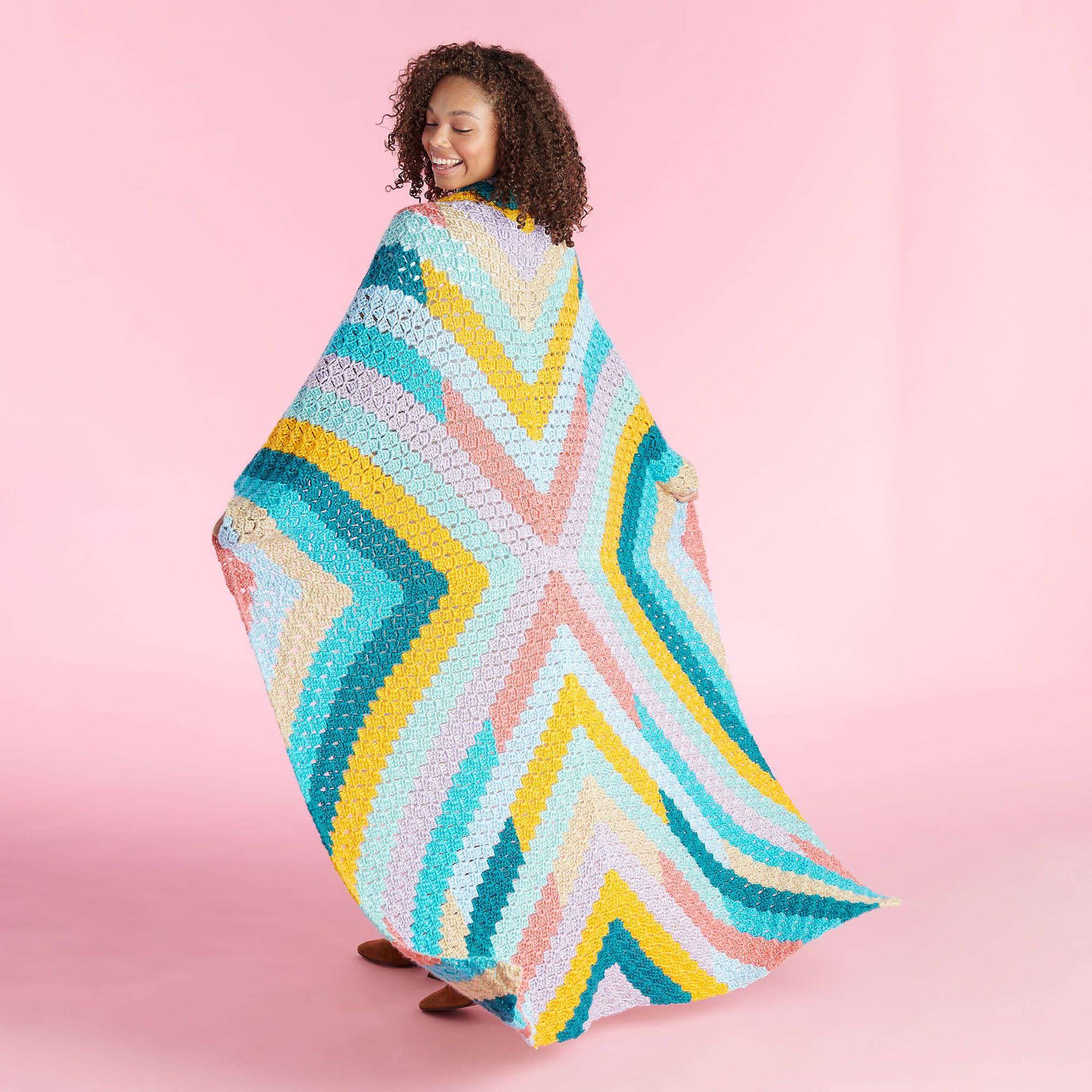 Free Caron X Marks The Spot Mitered Crochet Blanket Pattern