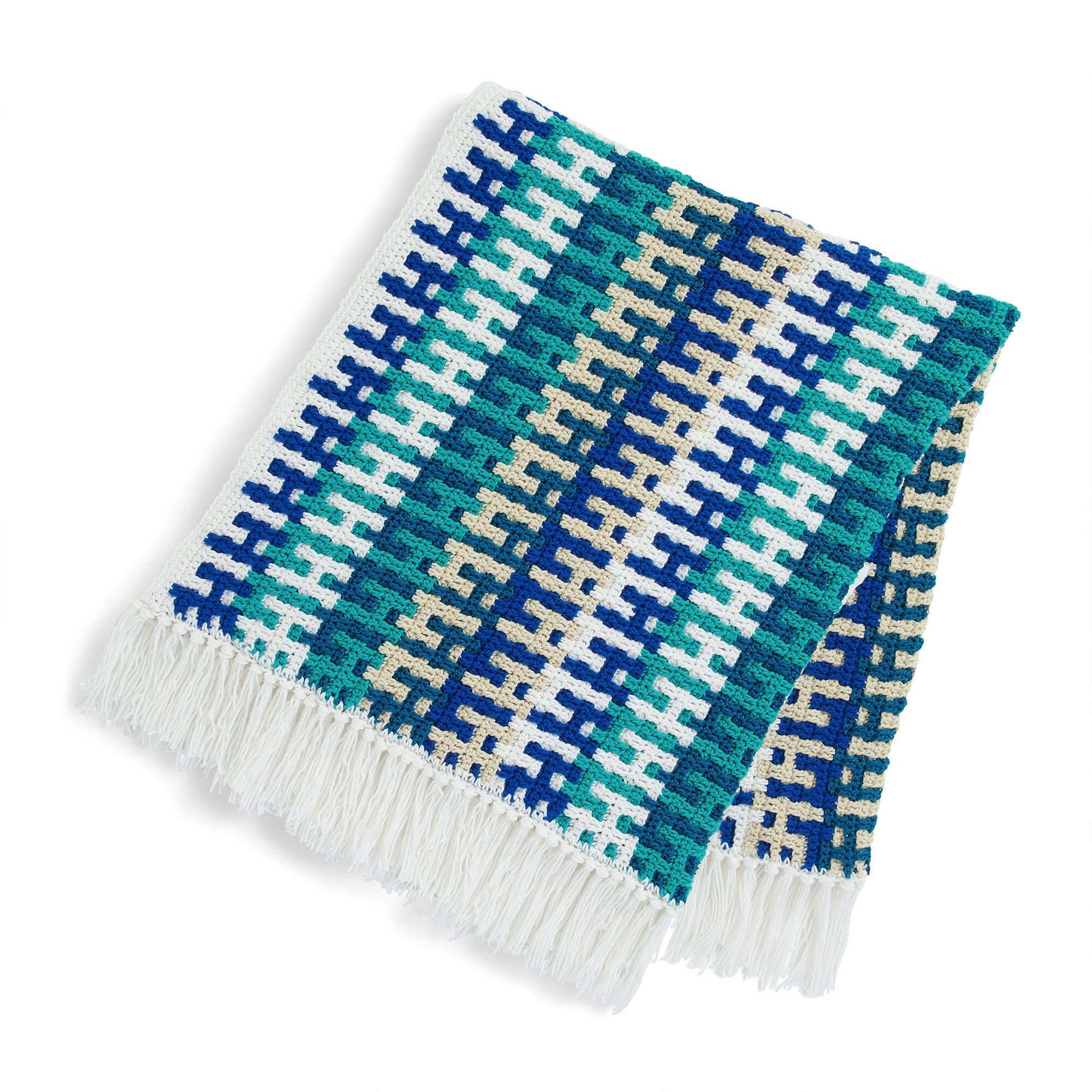 Free Caron Frenetic Stripes Mosaic Crochet Blanket Pattern