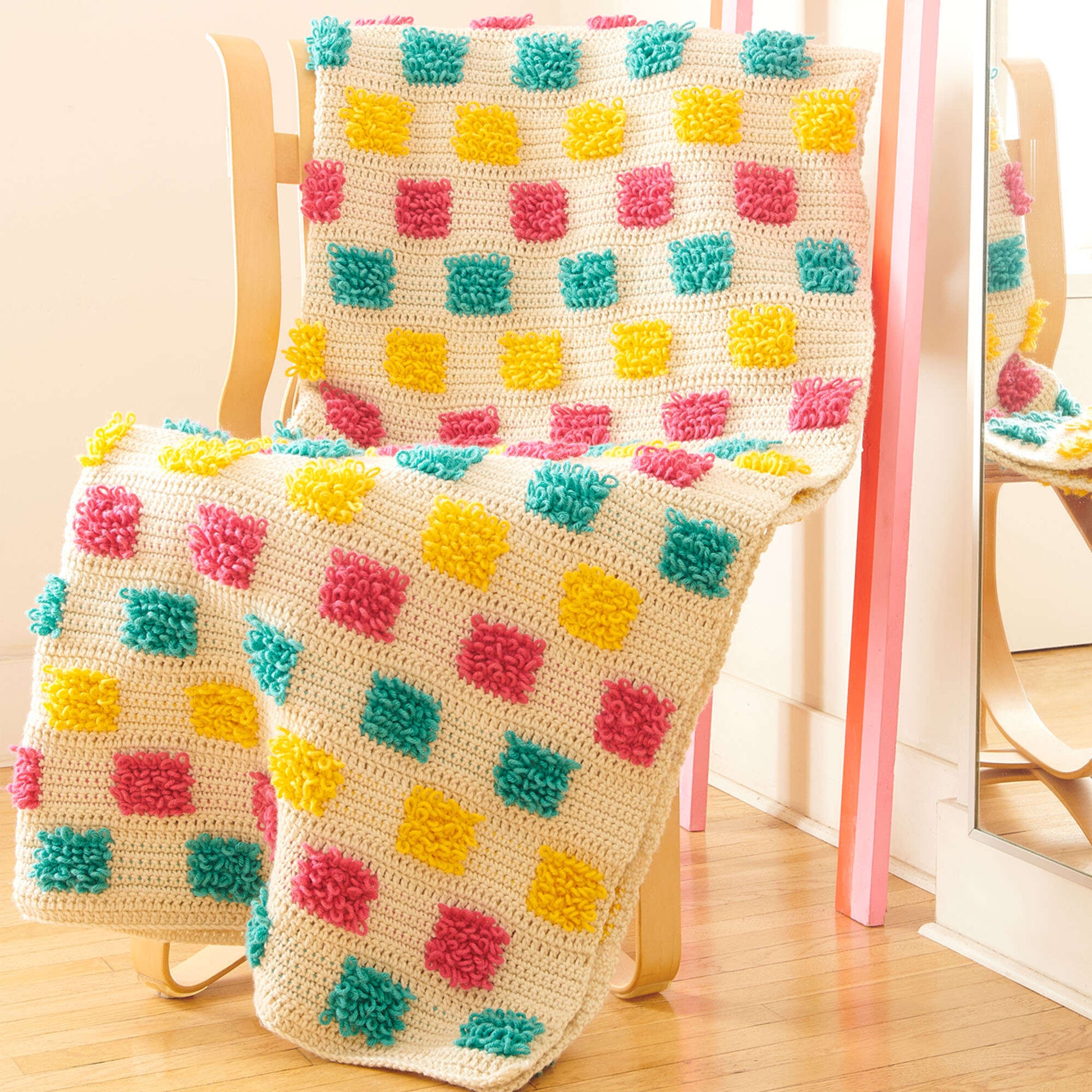 Free Caron Loopy Stripes Crochet Blanket Pattern