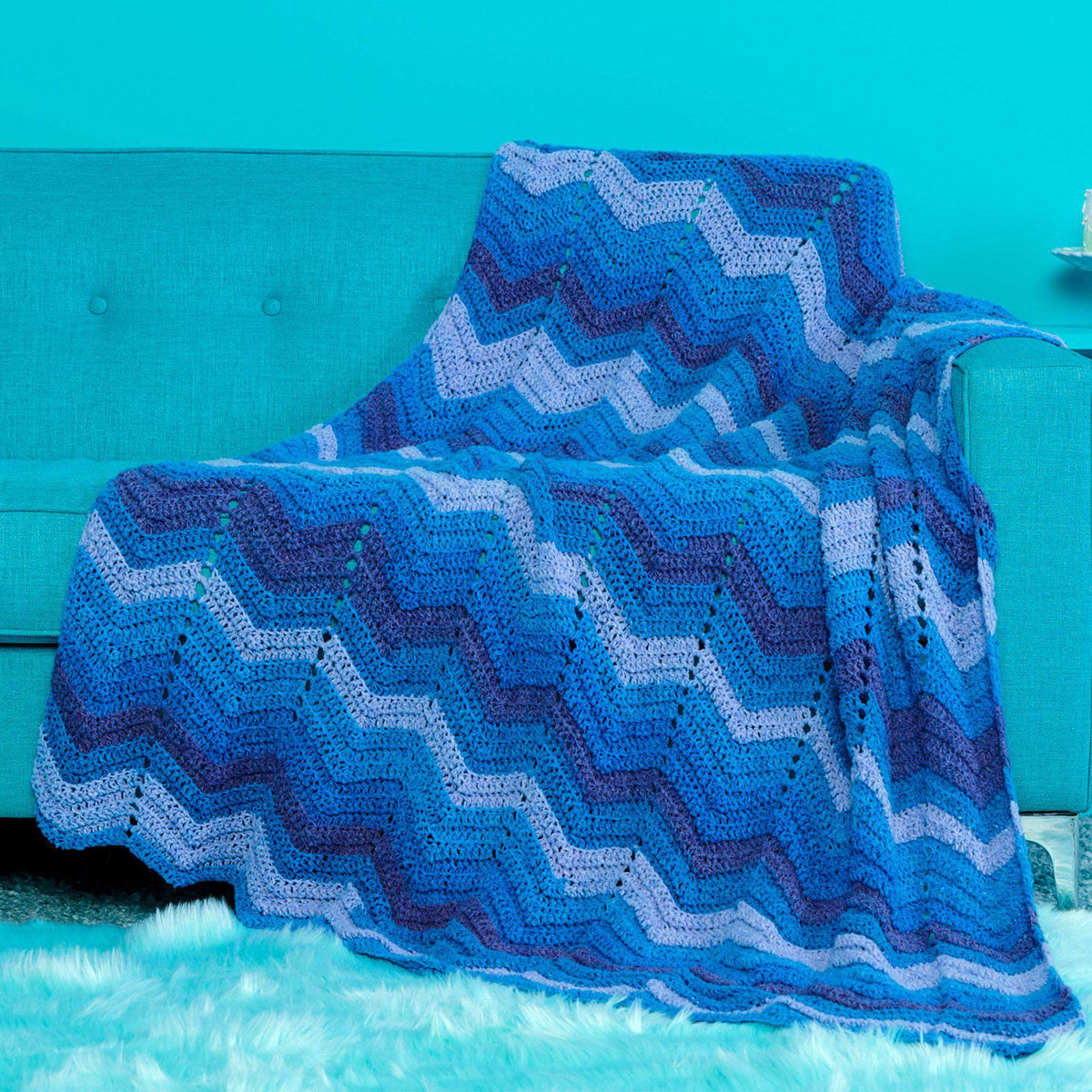 Crochet Blanket made in Caron Cloud Cakes yarn