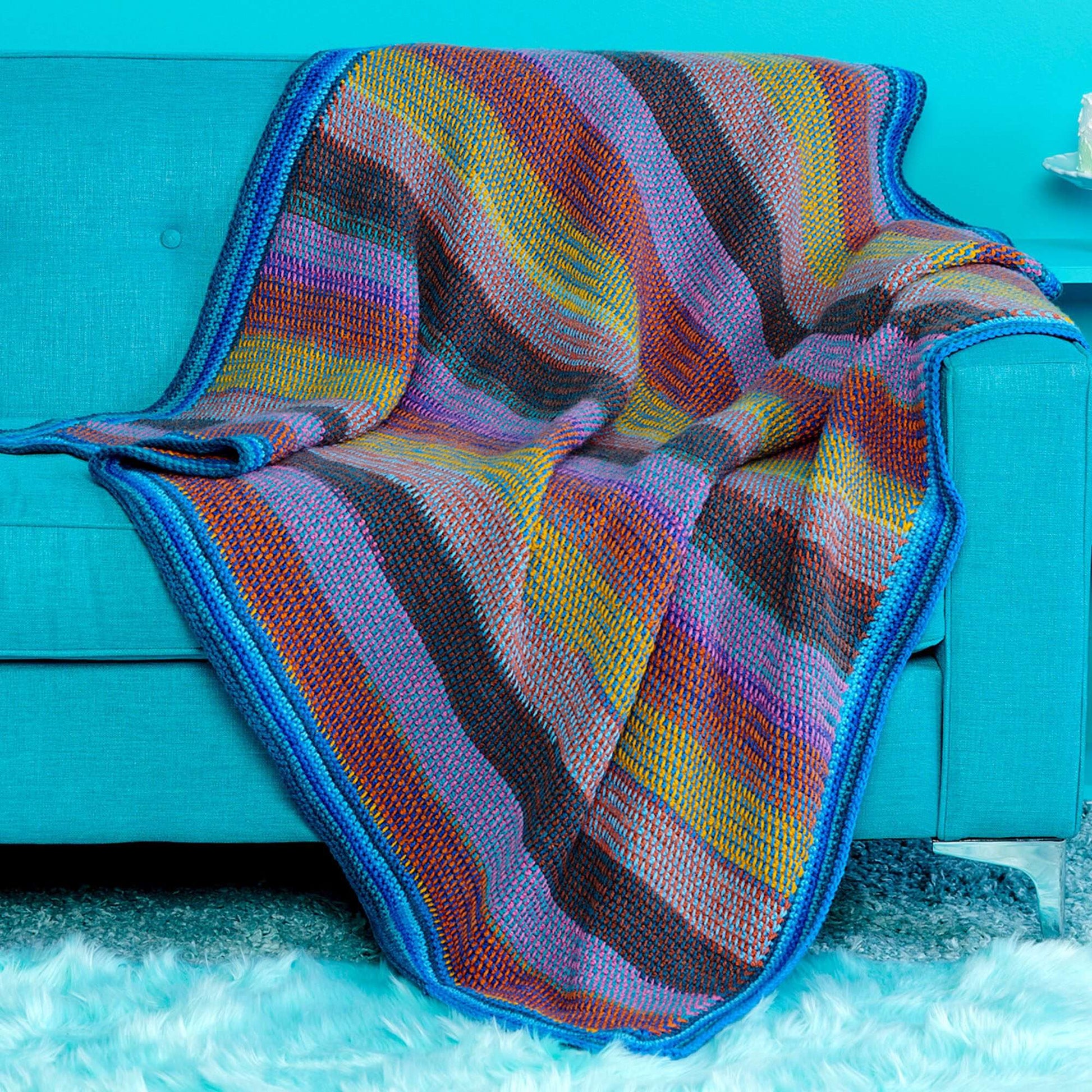 Free Caron Tunisian Crochet Woven-Look Blanket Pattern