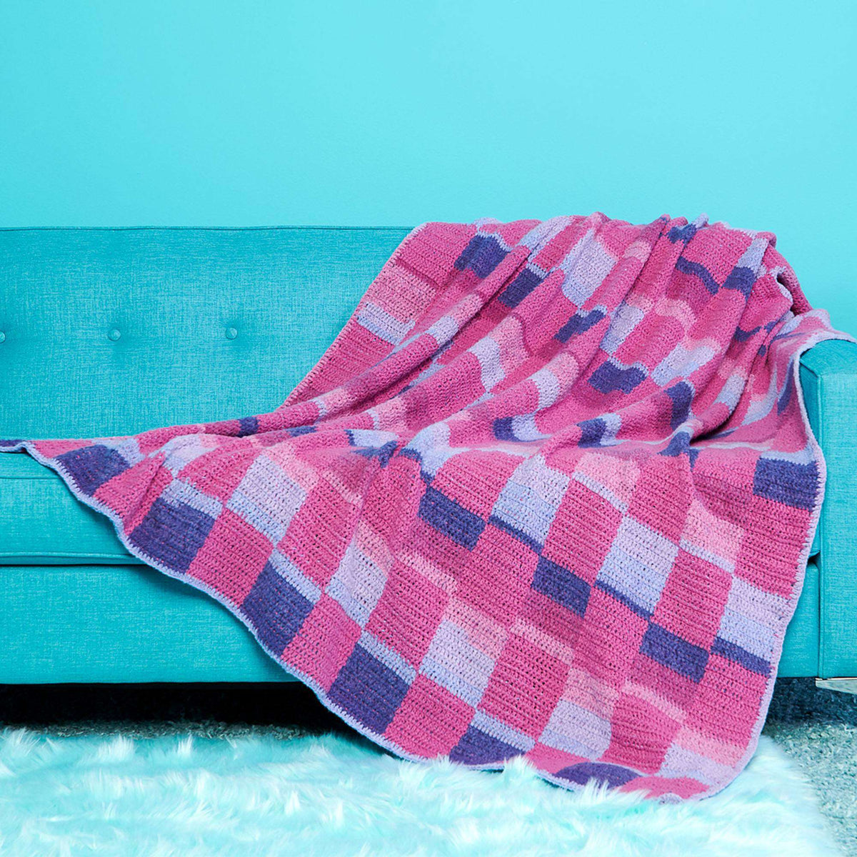 Crochet Blanket made in Caron Cloud Cakes yarn