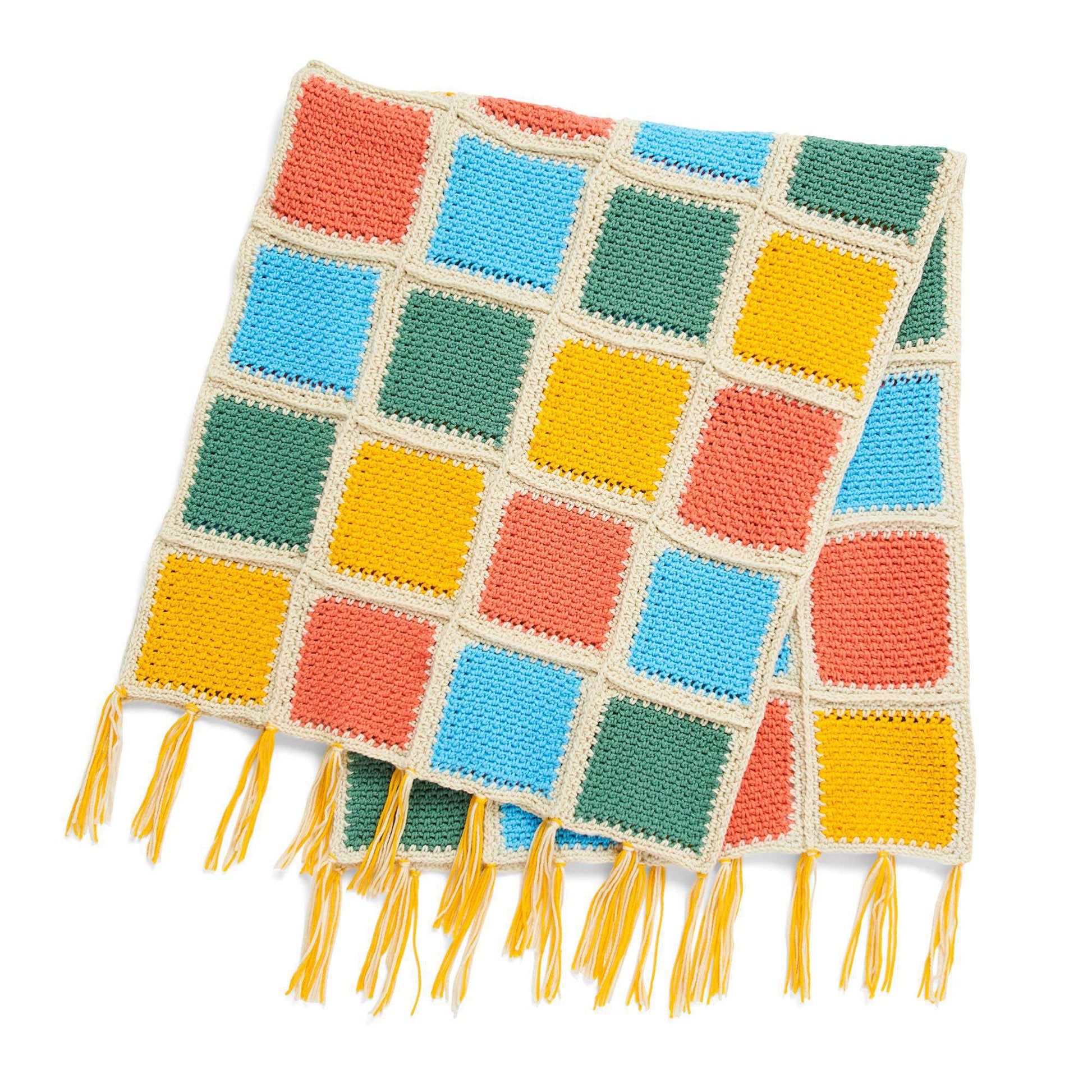Free Caron Colored Grid Crochet Blanket Pattern