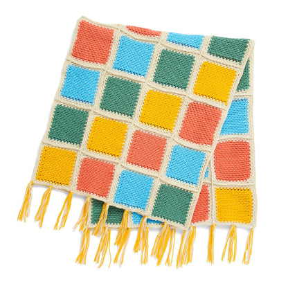 Caron Colored Grid Crochet Blanket Single Size