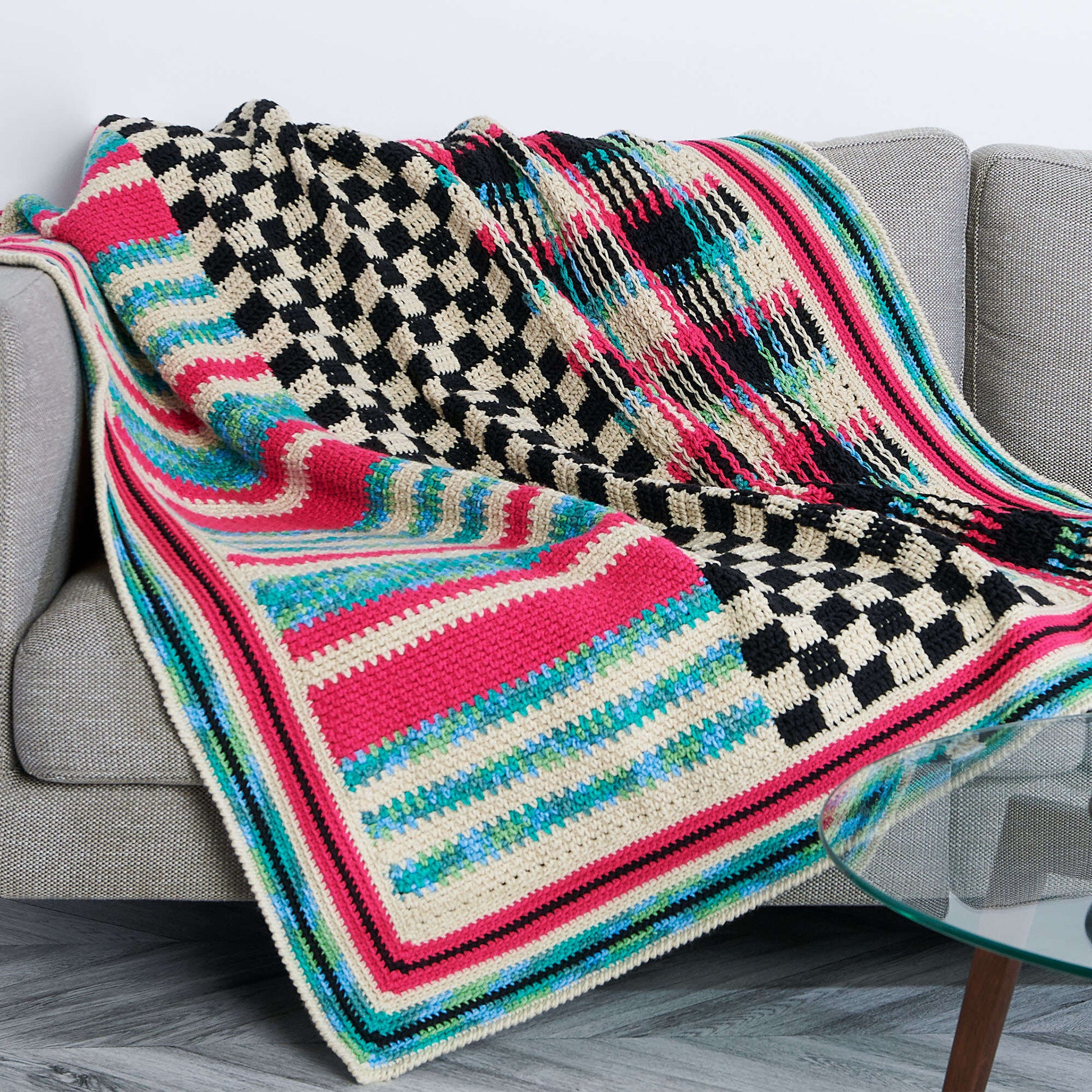 Free Caron Check Please Panel Crochet Blanket Pattern