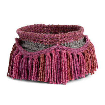 Caron Abundant Fringe Crochet Basket Crochet Basket made in Caron Tea Cakes yarn