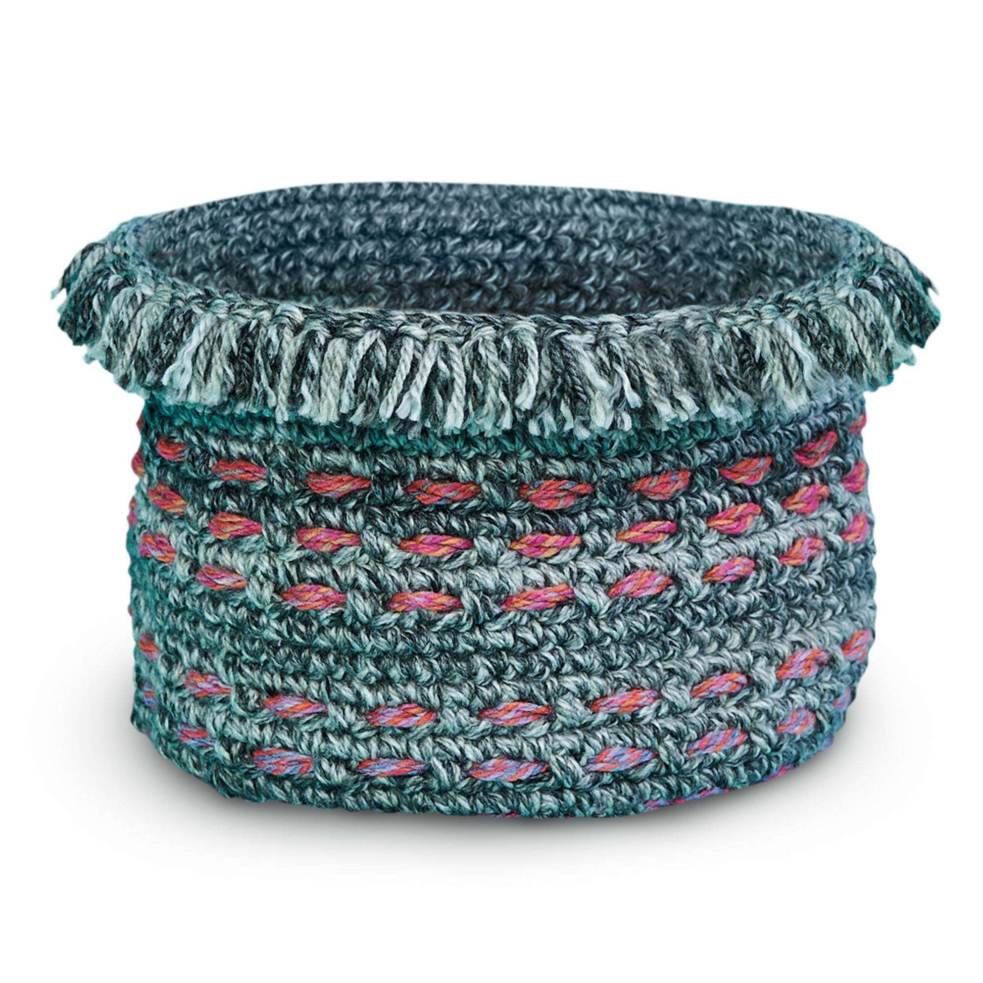 Free Caron Woven Bands Crochet Basket Pattern