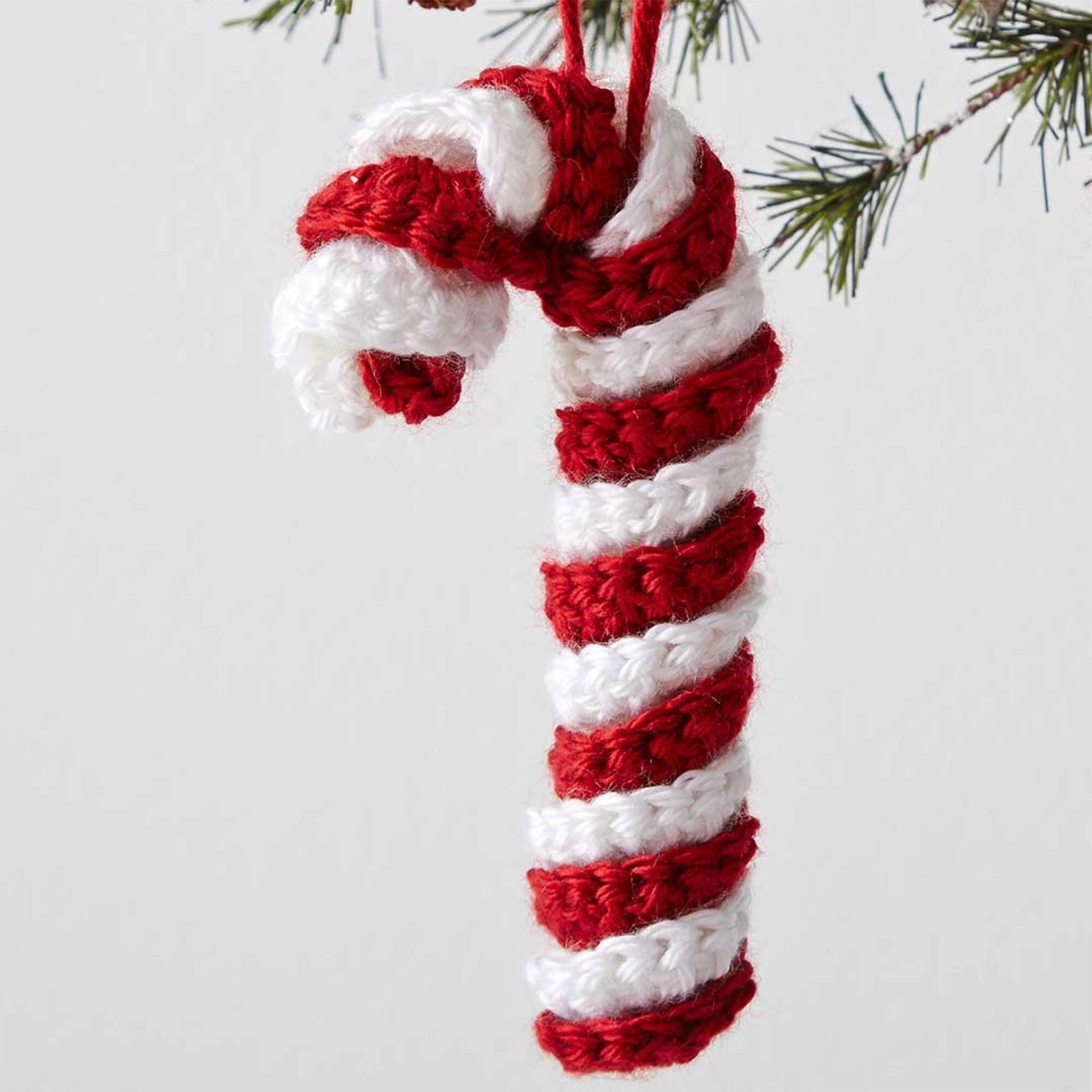 Free Caron Crochet Candy Cane Ornament Pattern