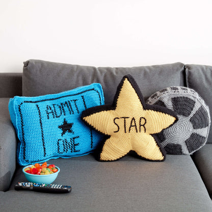 Caron Movie Goers Crochet Pillow Trio Film Reel