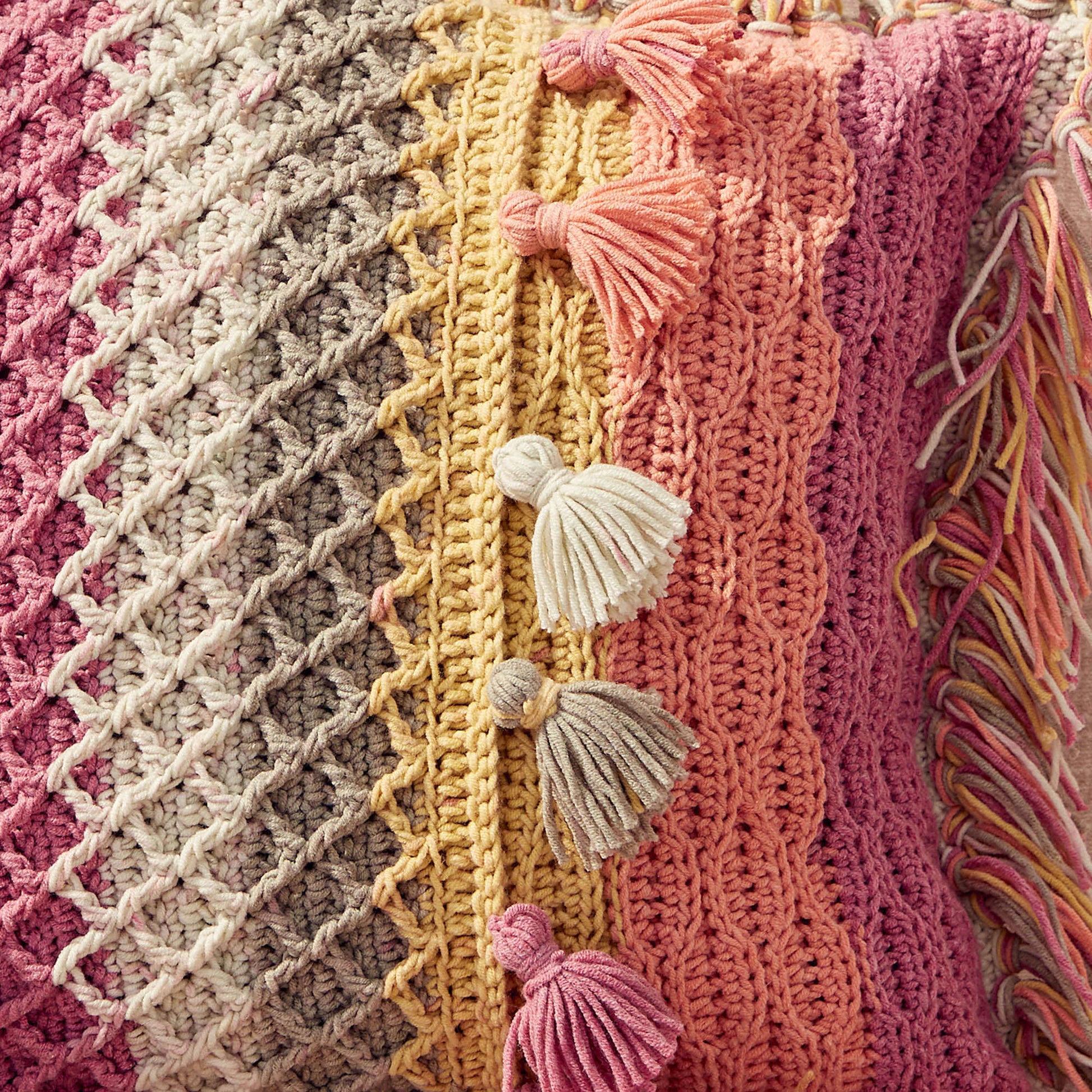 Free Caron Crochet Tasseled Pillow Pattern