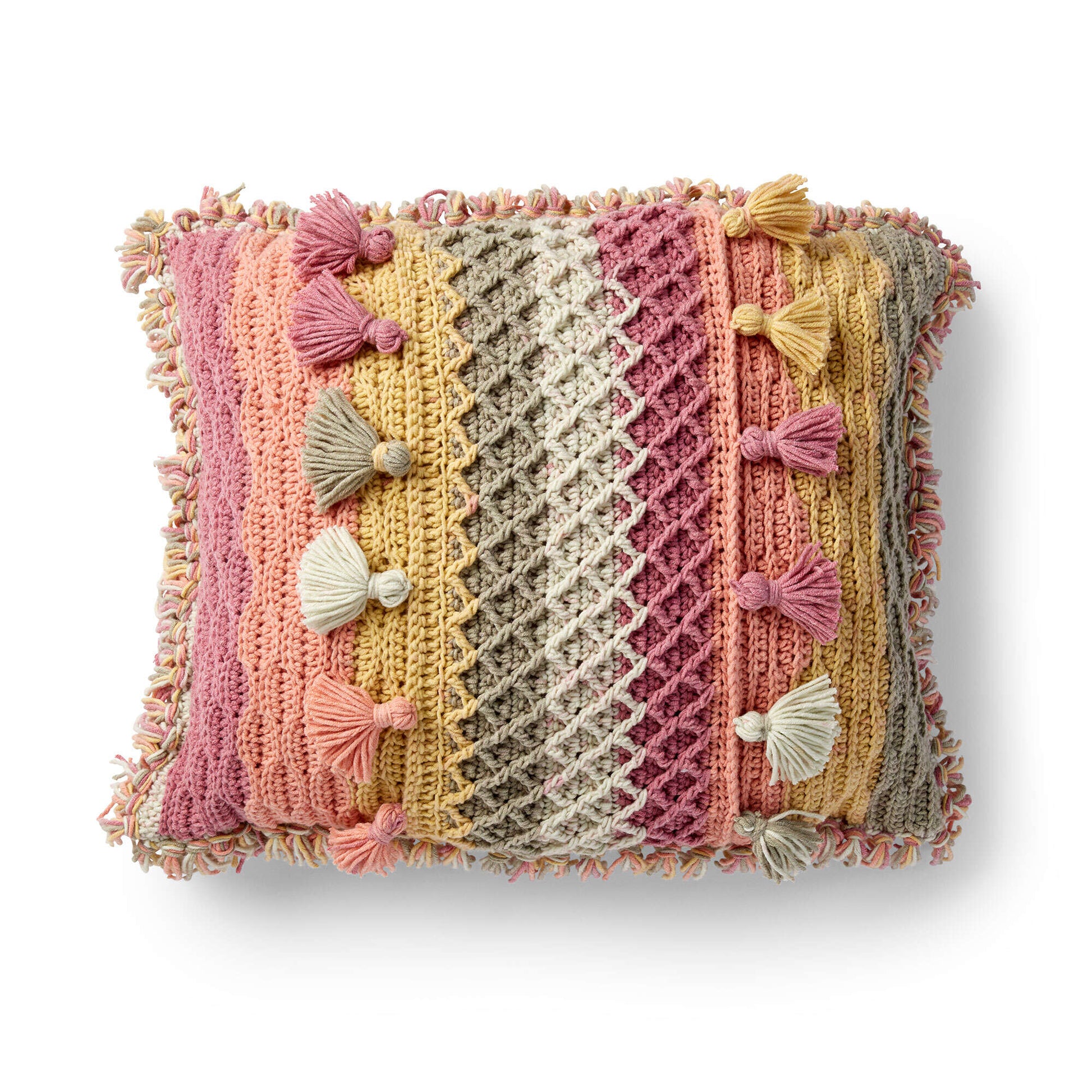 Free Caron Crochet Tasseled Pillow Pattern