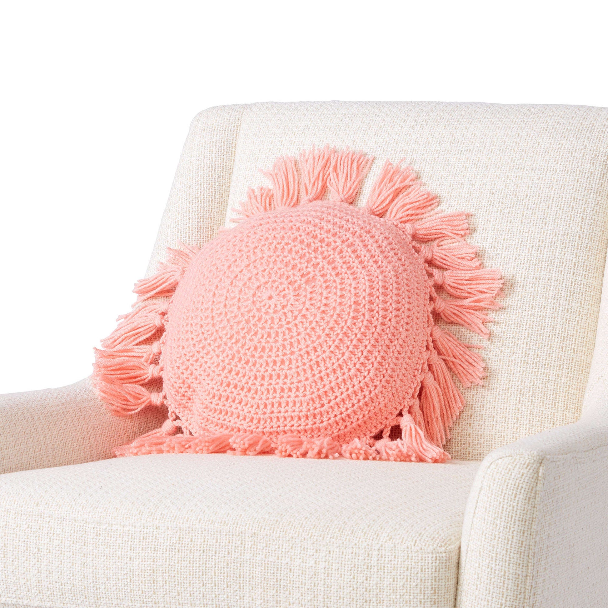 Free Caron Tassels All Around Crochet Pillow Pattern