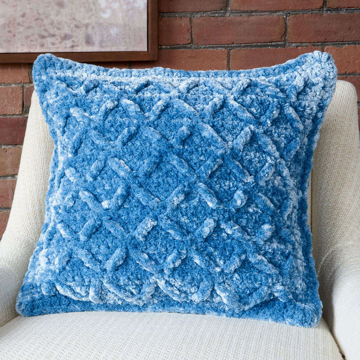 Crochet Pillow made in Caron Velvet Plus yarn