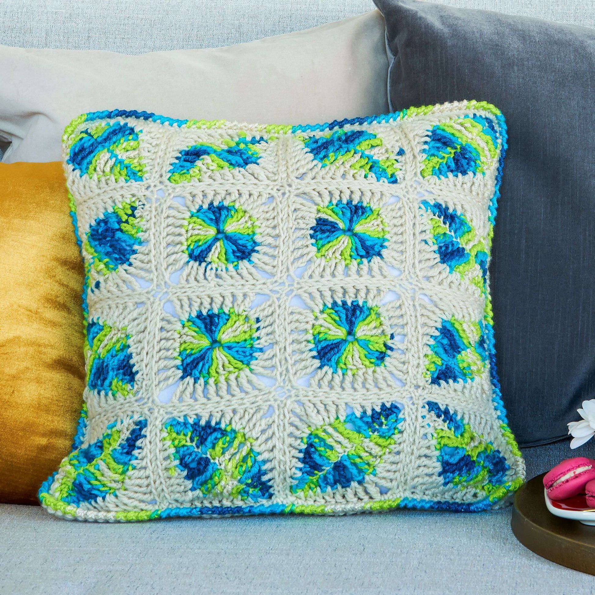Free Caron Crochet Mod Leaves Pillow Pattern