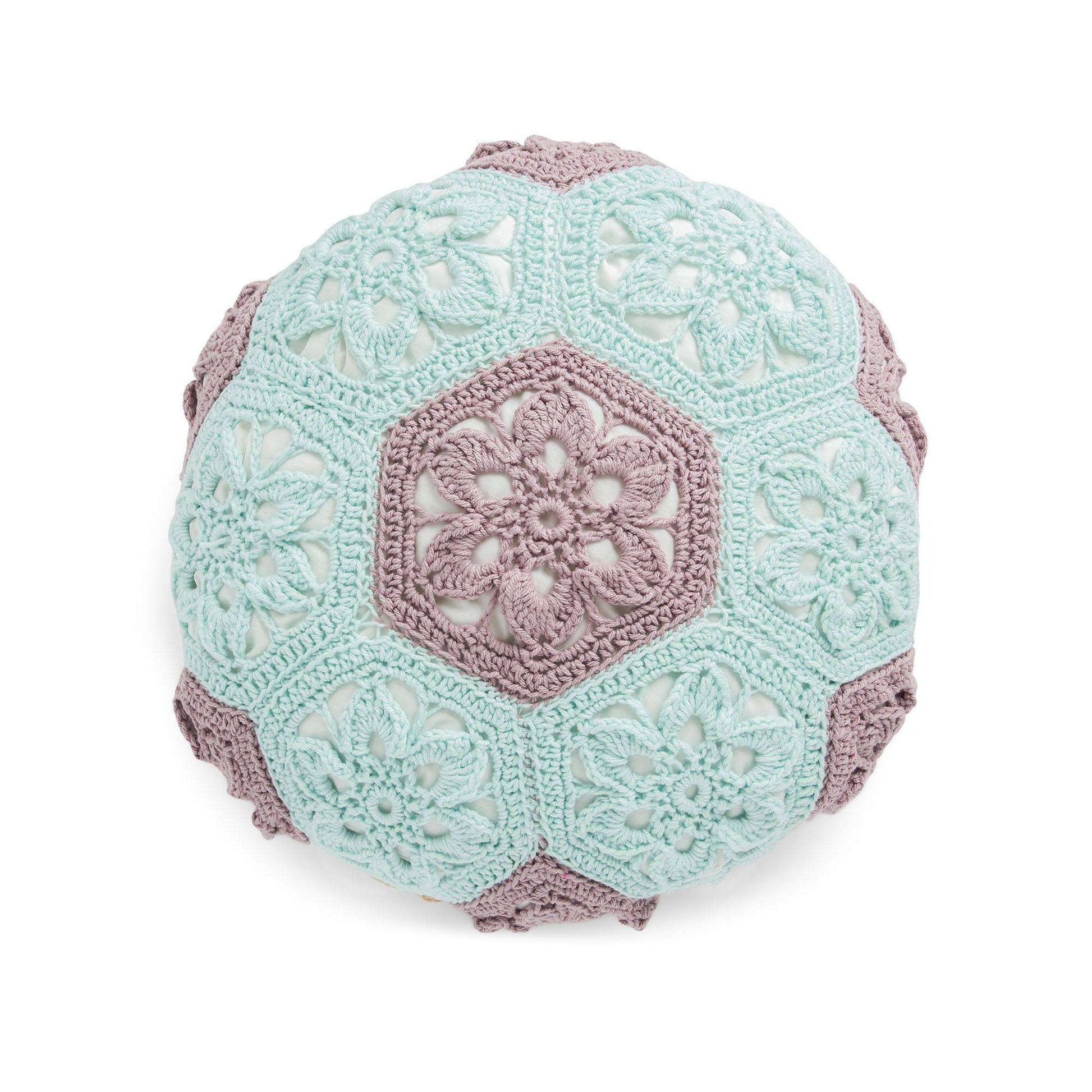 Free Caron Crochet Granny Hexagon Pouf Pattern