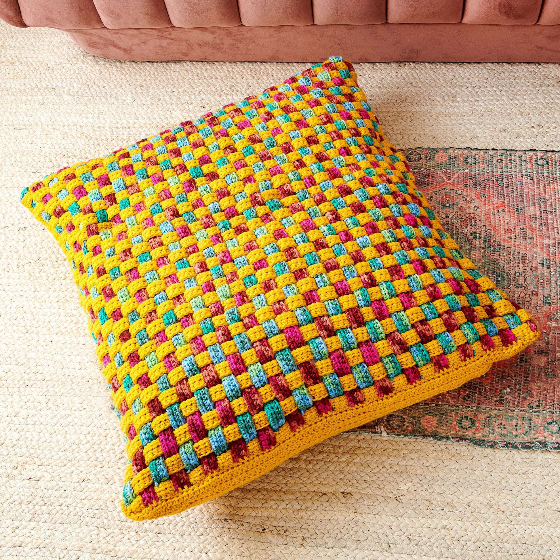Caron Woven Check Crochet Pillow Single Size
