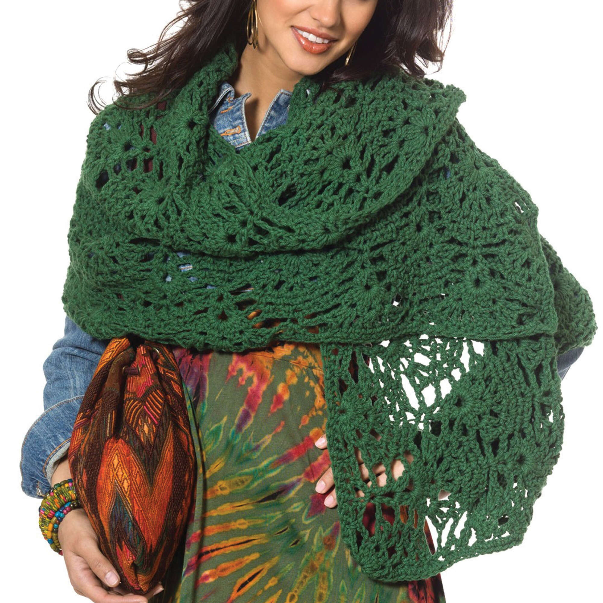 Free Caron Fancy Shells Wrap Crochet Pattern | Yarnspirations