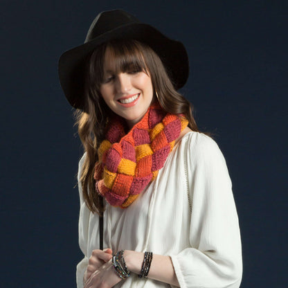 Caron Entrelac Knit Cowl Single Size