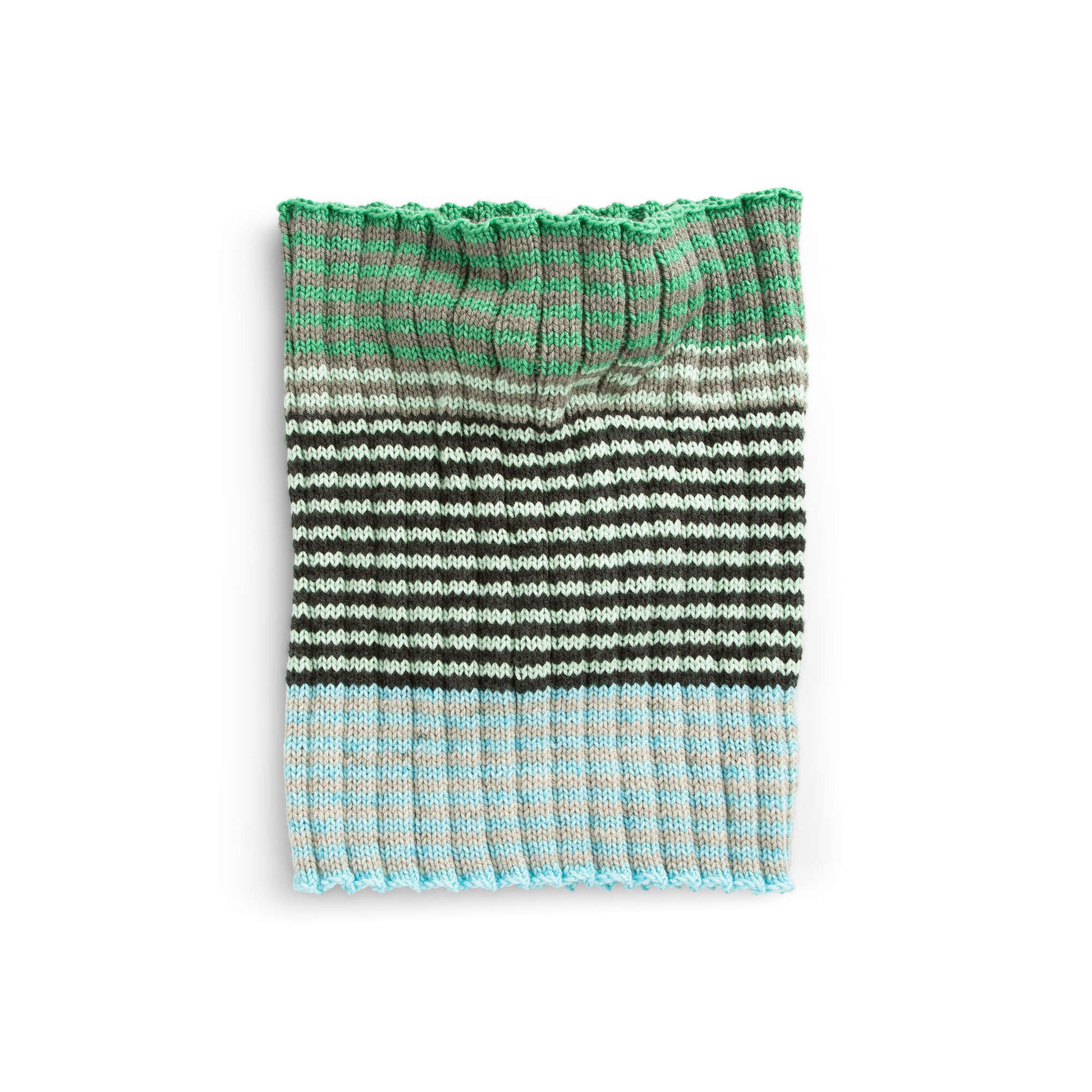 Free Caron Beginner Ribbed Knit Striped Cowl Pattern